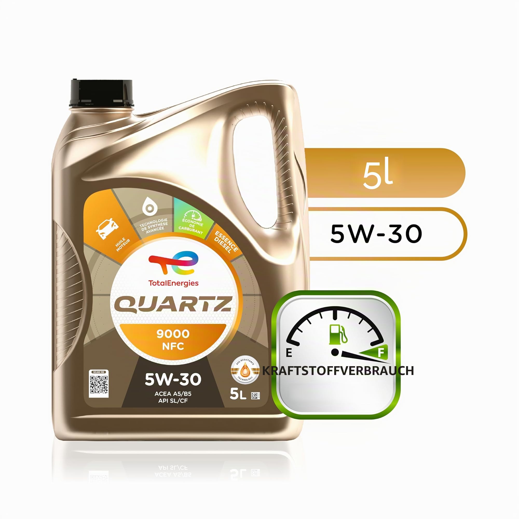 TOTAL Quartz 9000 NFC SAE 5W-30 Motorenöl, 5 Liter