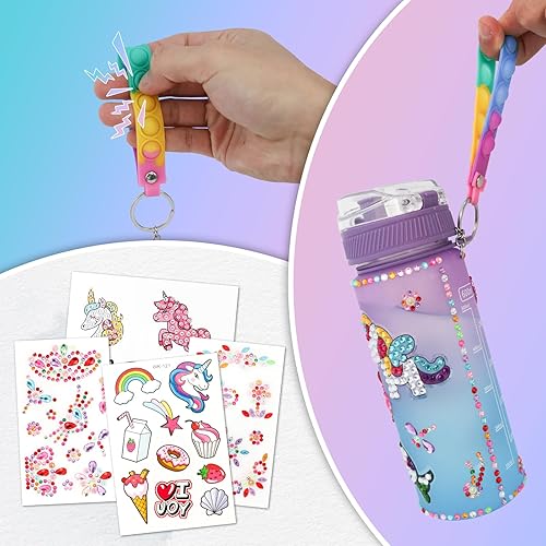 Miniatura 3 de Artesanía de pintura de diamante con gemas de unicornio, artes divertidas para decorar tu propia botella de agua, kits para niñas, regalos
