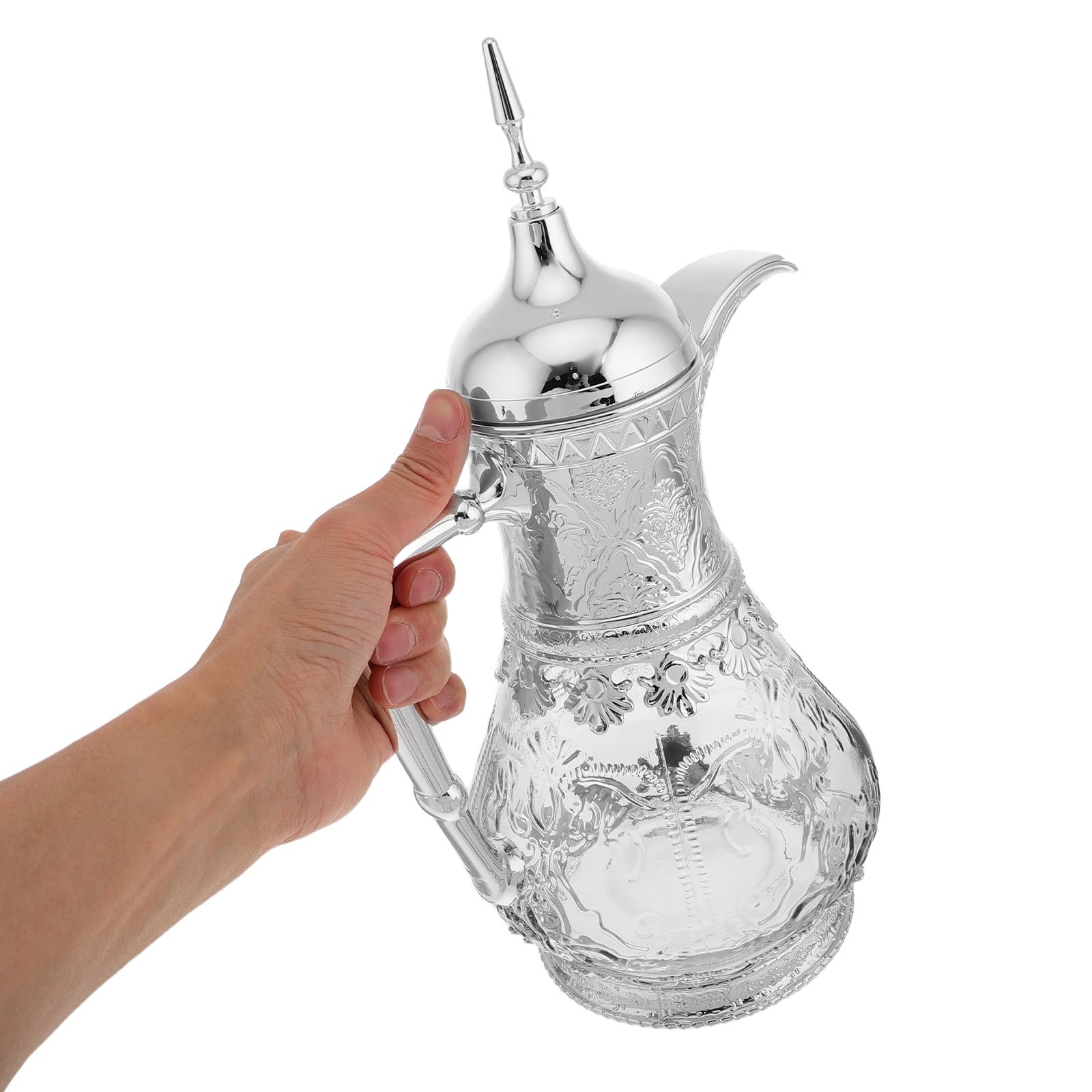 jojofuny Vintage Wasserkrug Glas 1,6l mit Deckel Nahost Design für Kalte Getränke Saft Eistee Karaffe