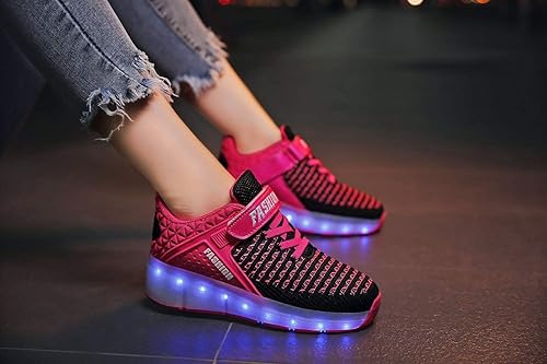 Miniatura 7 de SDSPEED - Tenis con patines para niños con luces LED recargables de 7 colores, zapatillas de una sola rueda