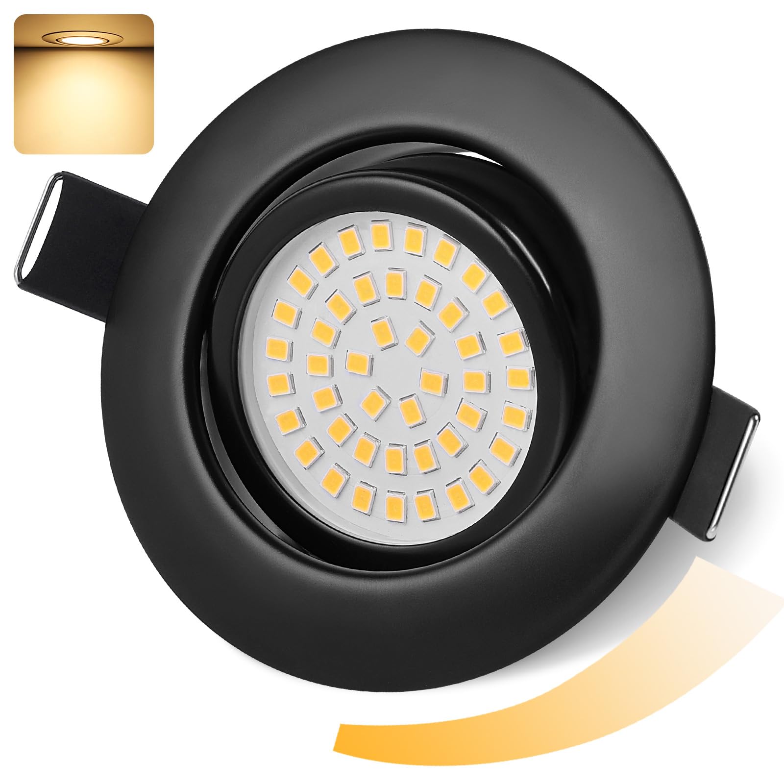 GeyouLux IP44 LED Downlights Dimmable Black 3000K 1 Pack — image 1