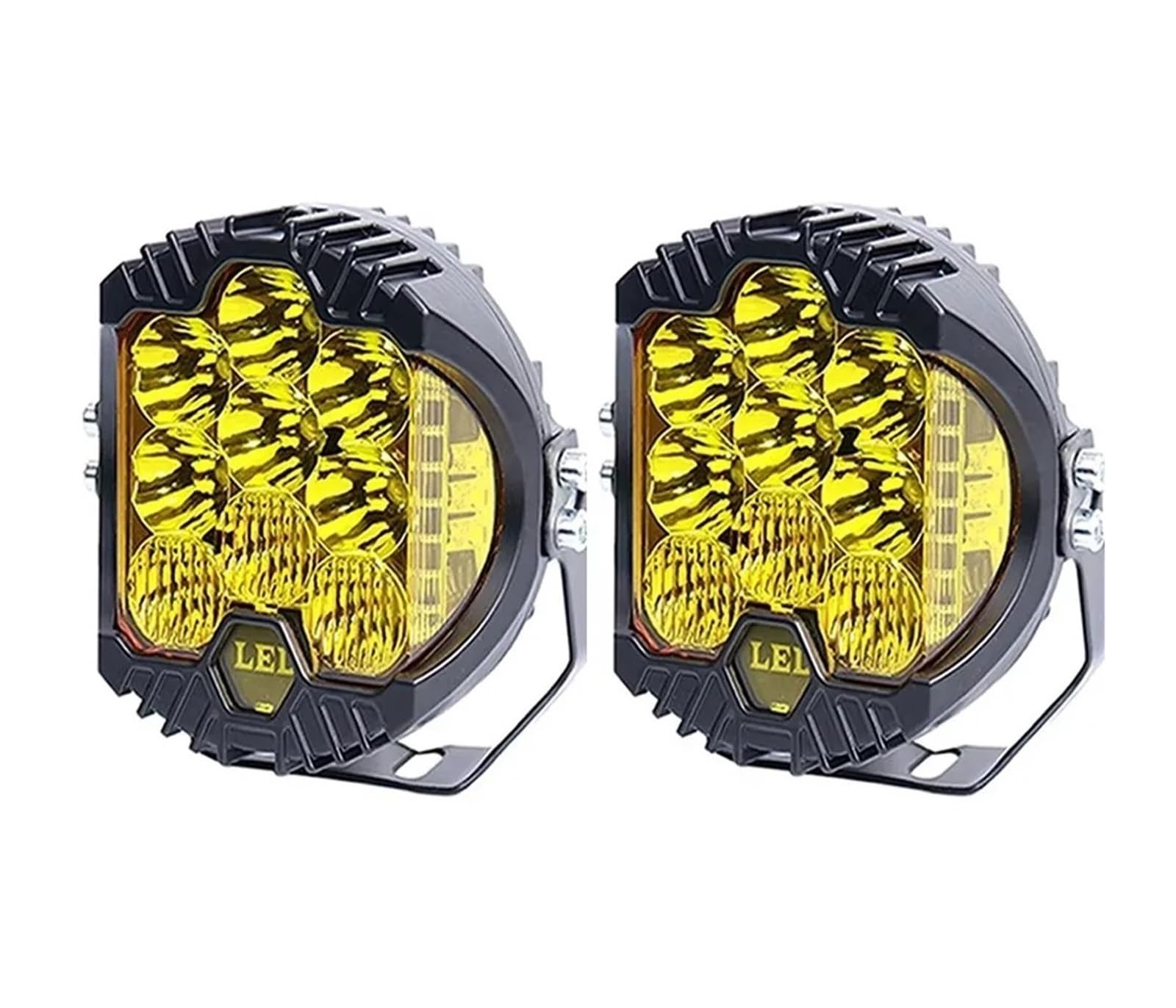 Faros Antiniebla Luz Antiniebla LED Adicional 7,5 Pulgadas Conducción Combinación Luces Auxiliares Focos Trabajo Camiones 12V 24V Para Jeep Todoterrenos 4x4 ATV UTV Luces Antiniebla(Yellow-5INCH-2PCS)