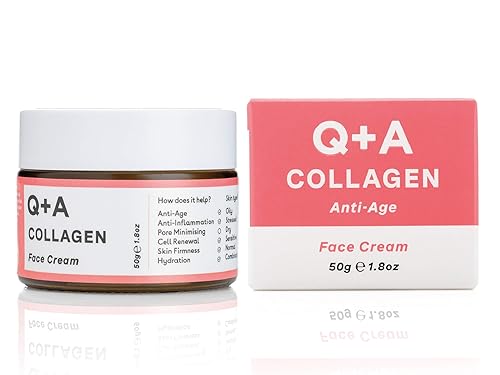 Q+A Crema facial de colágeno (1.76 onzas), cuidado facial natural antienvejecimiento con colágeno alimentado por plantas, manteca de karité y