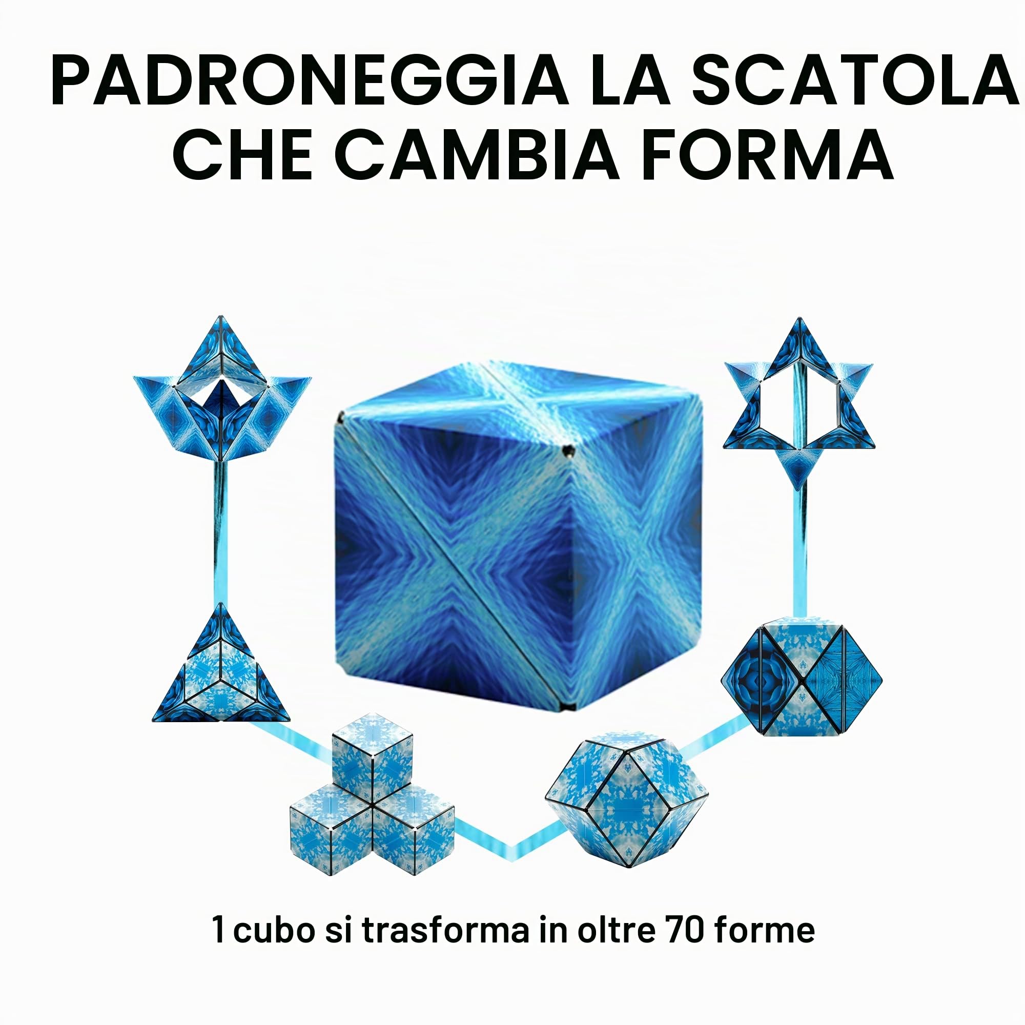 Shashibo Cubo Cambiaforma Antistress 36 Magneti Terre Rare Oltre 100 Forme Blue Planet