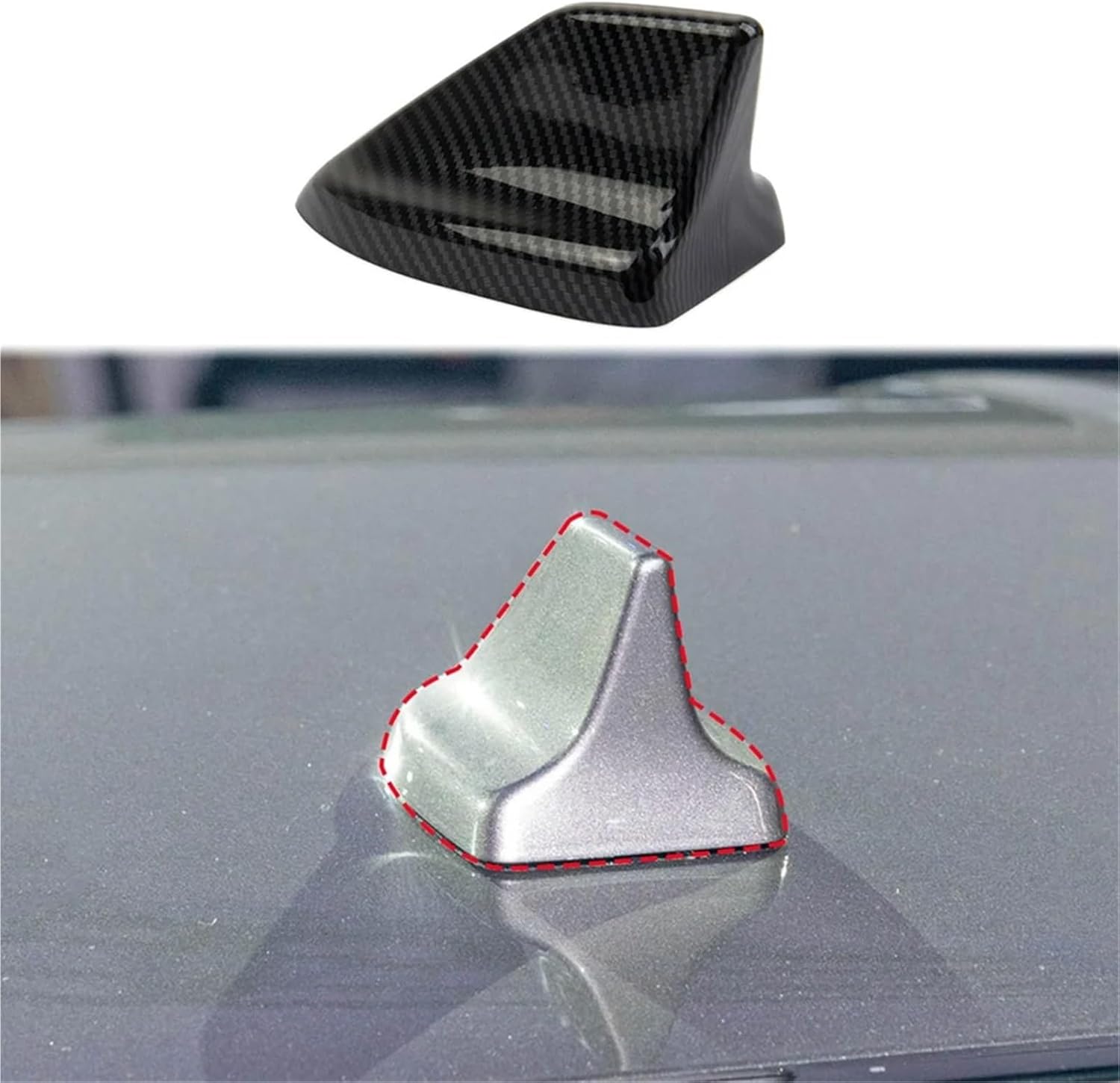 Shark Fin Shape Roof Cover Decor Trim Compatible with Ford Mustang 2024 Exterior Accessories Carbon Fiber