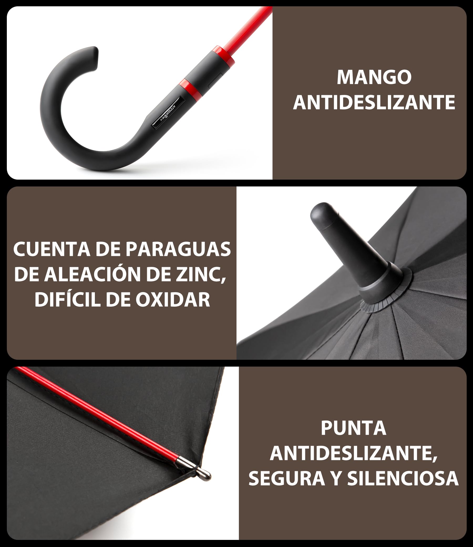 anngrowy Paraguas automático de 55 pulgadas, paraguas grande para dos personas, resistente al viento, impermeable y de secado rápido, paraguas de golf de viaje con mango antideslizante