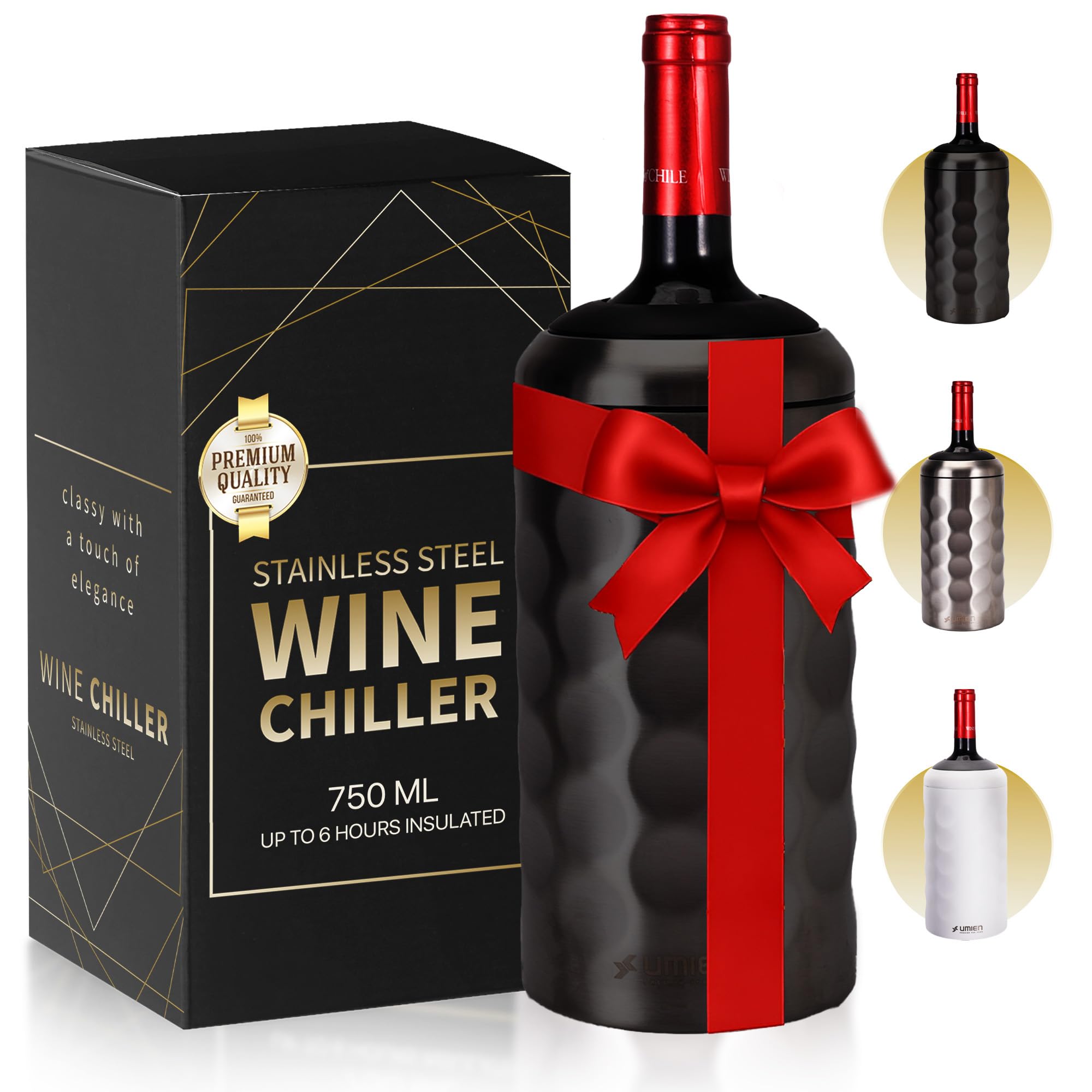 Premium Wine Chiller - 750ml Stainless Steel Wine Bottle Cooler, Vacuum Insulated & Double-Walled - Keeps Wine Cold for 6+ Hours - Champagne Chiller Sleeve for Most Bottles - White — Amazon image 11