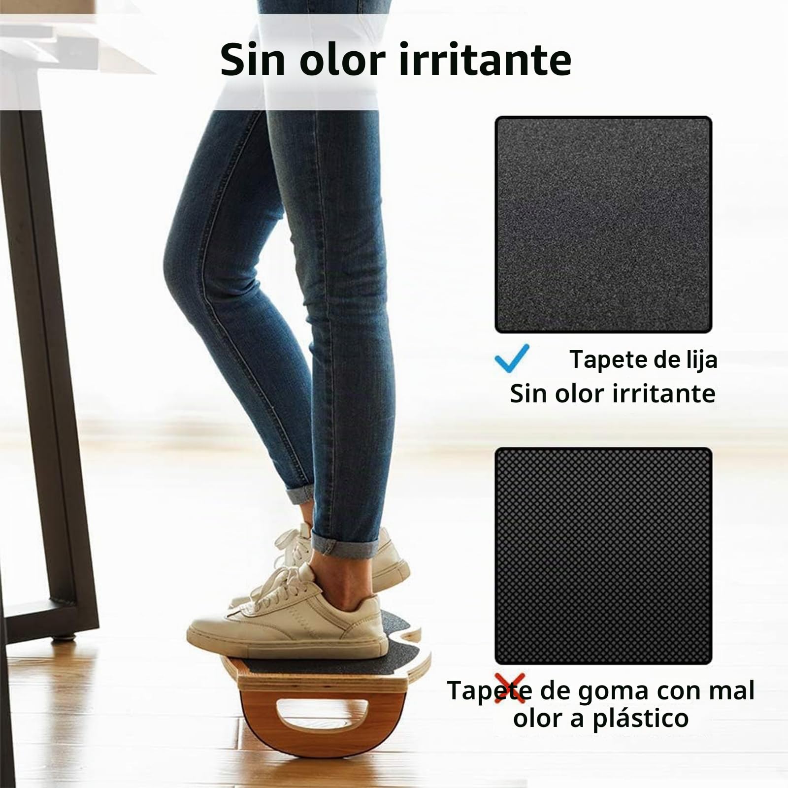 StrongTek,Reposapiés para debajo del escritorio, taburete,madera natural, superficie antideslizante, trabajo y oficina para uso en PC,Compacto (350LB capacidad)