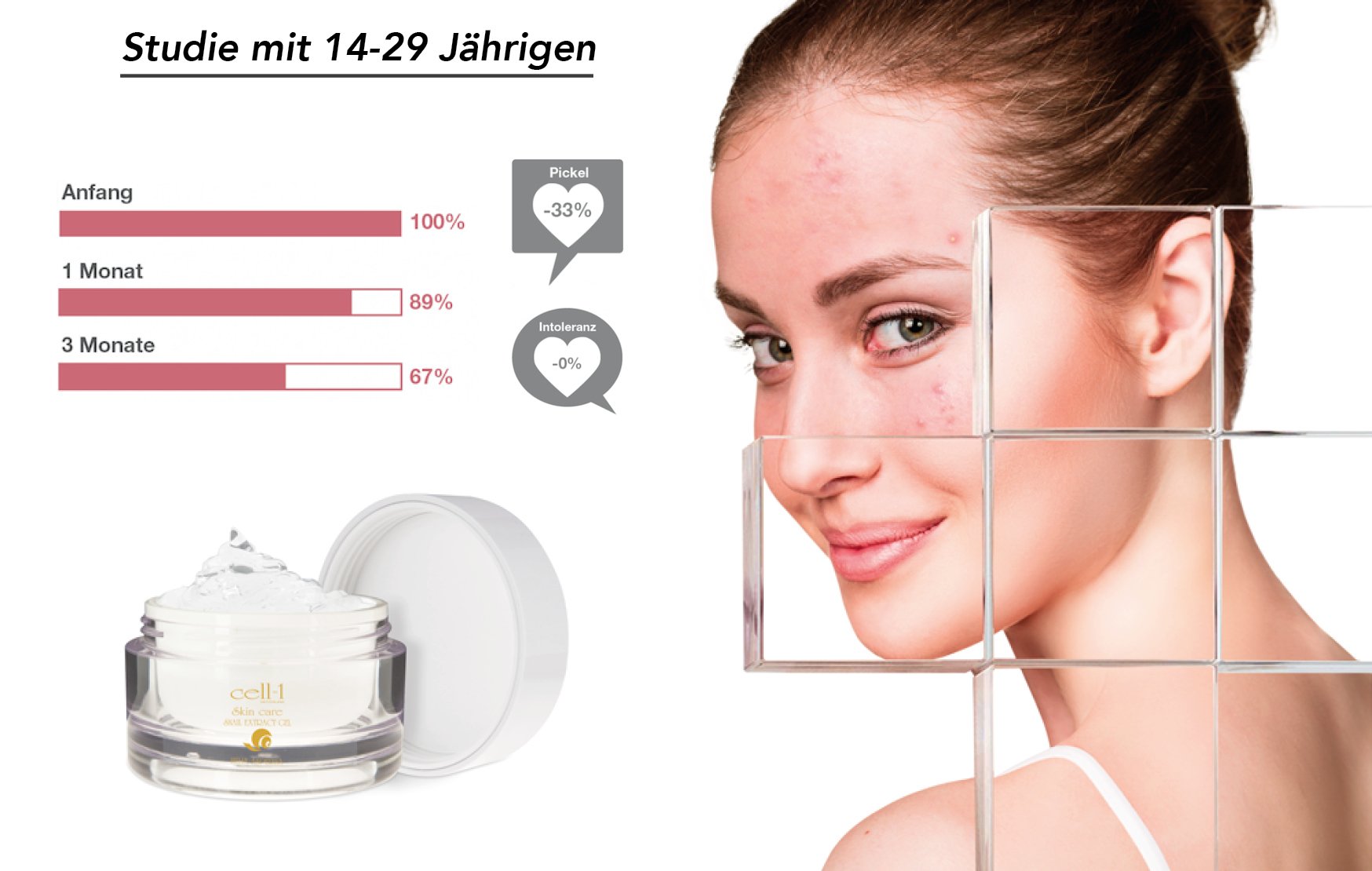 Cell-1 Gel, originale cura della pelle Premium con estratto di lumaca, ricca cura per ogni tipo di pelle, efficace contro rughe, brufoli, macchie, cicatrici e smagliature, SET 2 x 50 ml