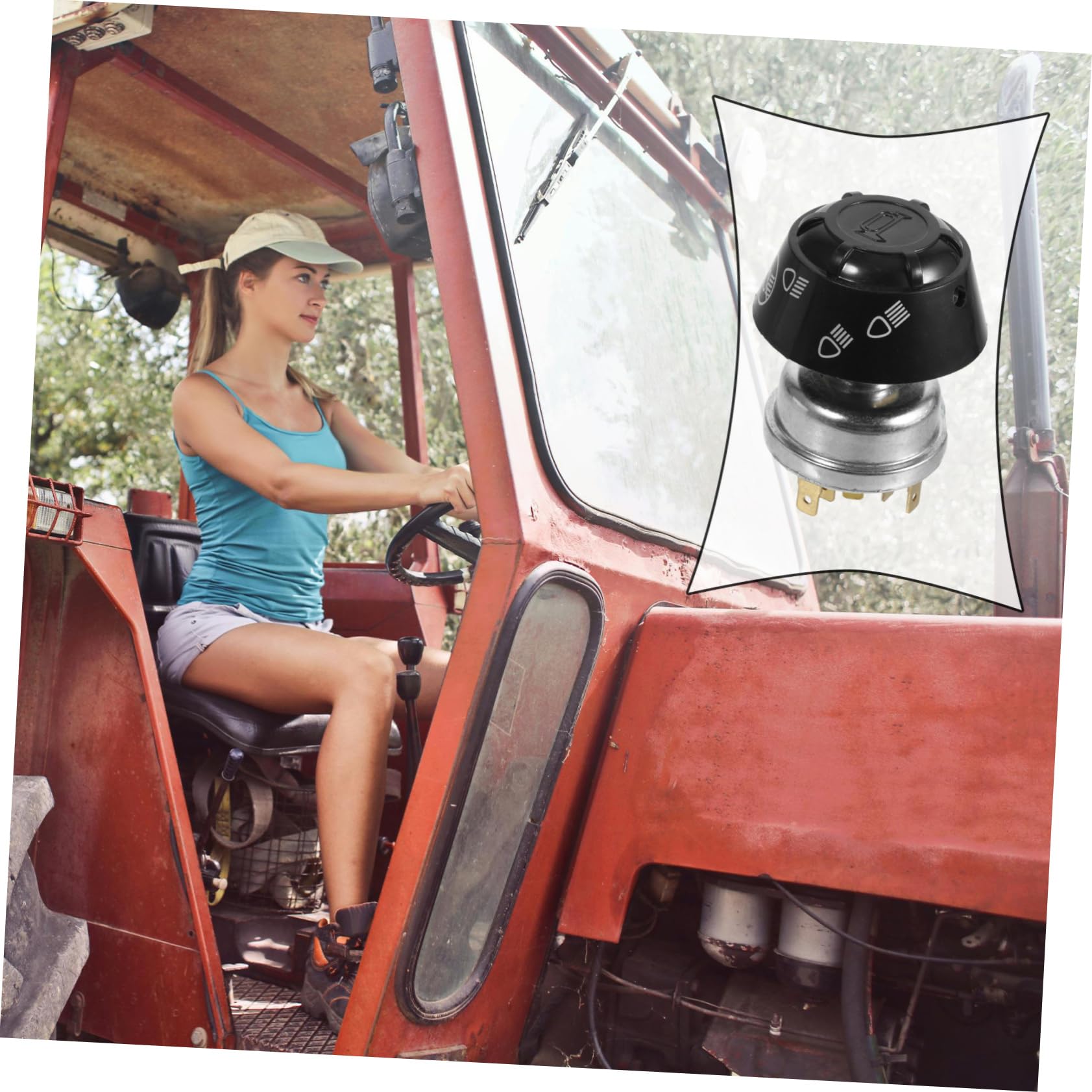 Gogogmee Tractor Horn Push Button Switch Durable Replacement Button for Tractor Lights and Horns Easy Installation Compatible with Various Tractor Models Adaptable to Harsh Environments