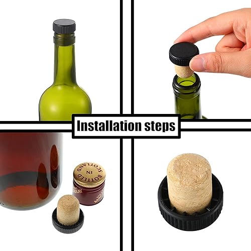Miniatura 3 de 24 tapones de corcho, tapones de degustación de tapones de vino en forma de T con parte superior de plástico, tapón de botella de vino de madera,