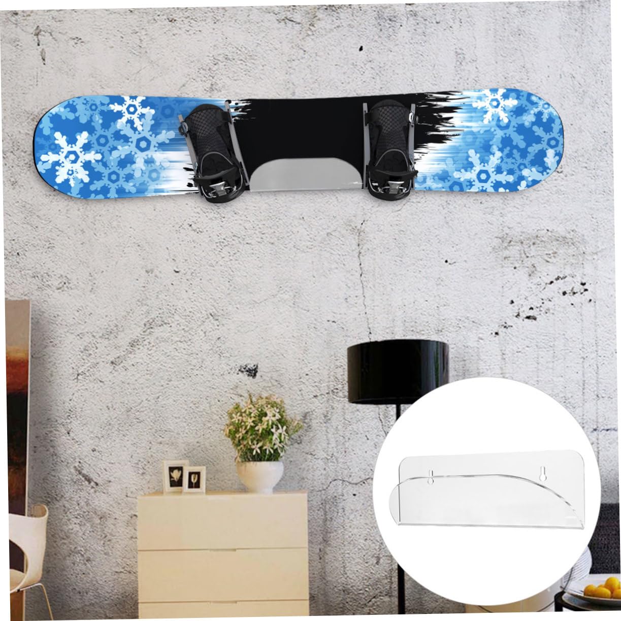 Kisangel 2 Pièces porte-skis wall shelf etendage mural skeatbord Rester présentoir de planche à roulettes support de planche à roulettes présentoir à long tableau Acrylique Transparent