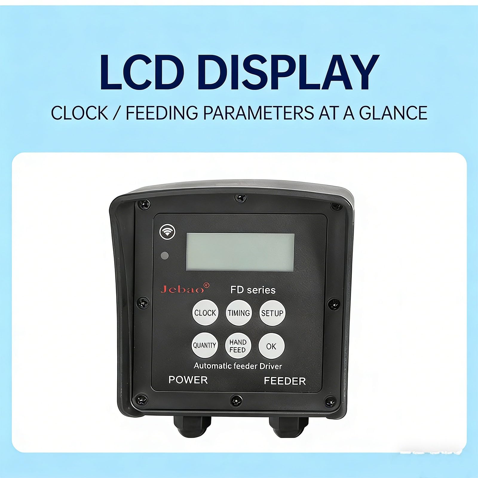 Distributore automatico di mangime per pesci da 4-8 litri con display LCD, alimentazione programmata, diametro del mangime da 2 a 8 mm, design resistente alla pioggia, ideale per weekend e vacanze.