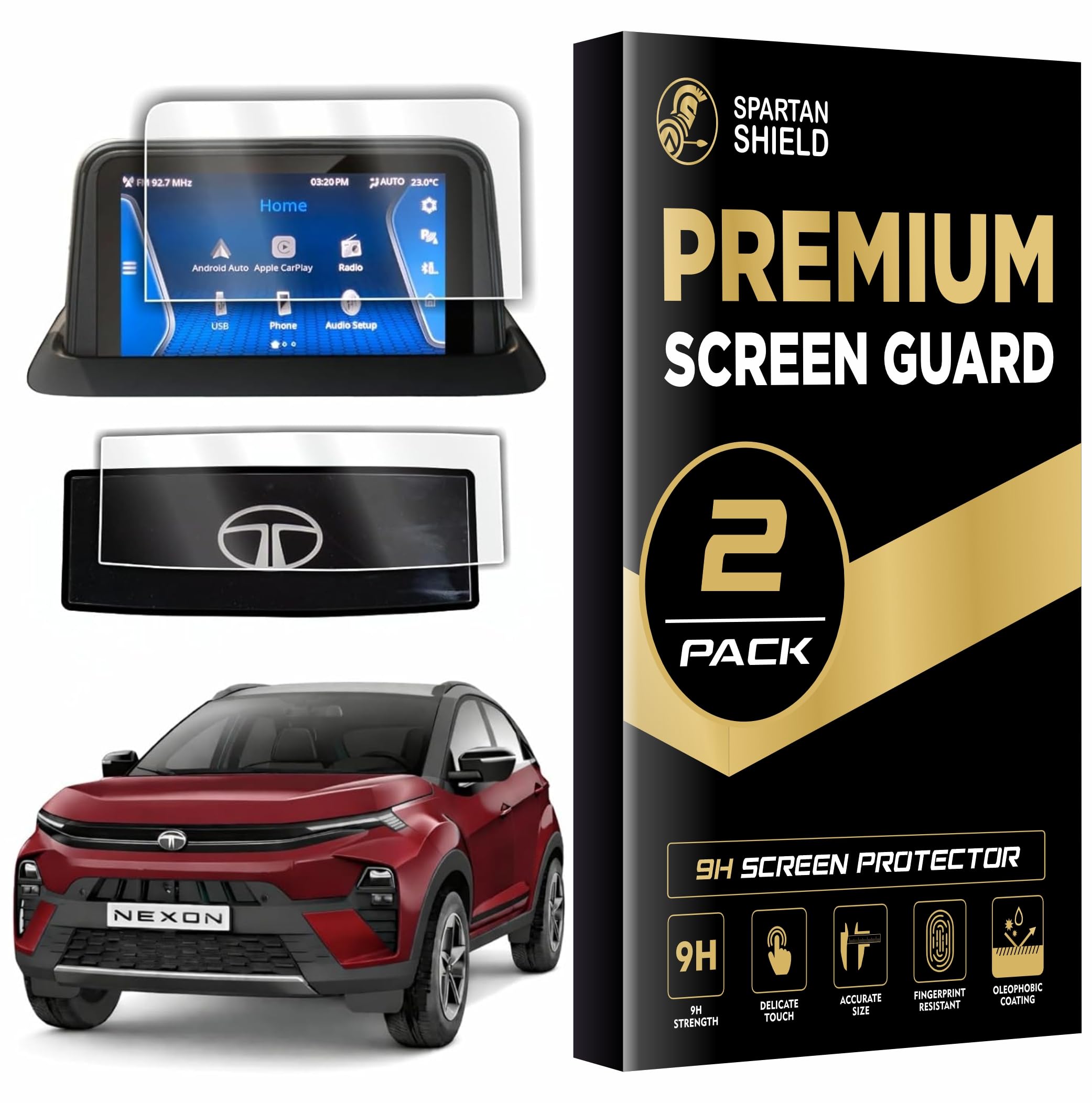 Spartan Shield {4 Pack} Screen Guard for Tata Nexon 2026+ | 10.25” Infotainment (Round Corners) + 4” MID + AC Panel (Touch-Controlled) + Steering Cluster Protector | Fits ** CREATIVE / CREATIVE+S / CREATIVE+S(CNG) / CREATIVE+S(DK) ** Only | HD Clear, Anti-Scratch, Water Resistant | Nexon 2025 Facelift Car Dashboard Display & Stereo Accessories [Not Tempered Glass] [DOESNT FIT *Creative+PS*] || Not Fit For EV Models || **Match Each Screen Shape & Size Before Ordering** — Amazon image 9