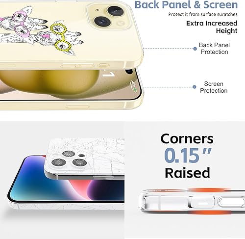 Miniatura 4 de Funda transparente de jirafa con gafas diseñada para iPhone 15 Plus, TPU suave a prueba de golpes, funda protectora transparente para mujeres y