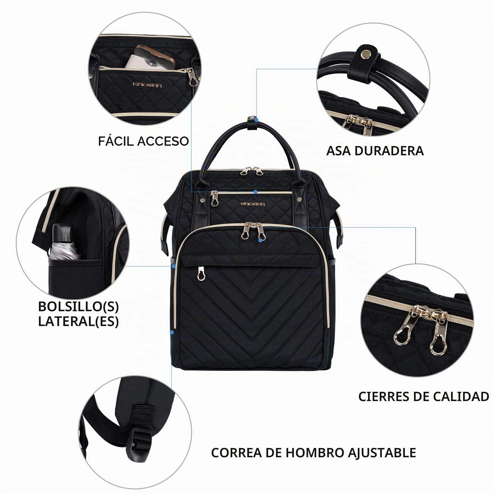 KROSER Mochila para laptop pulgadas elegante mochila repelente al agua | Mochila para laptop de 17 pulgadas, elegante mochila repelente al agua, para la universidad, casual viajes, negocios