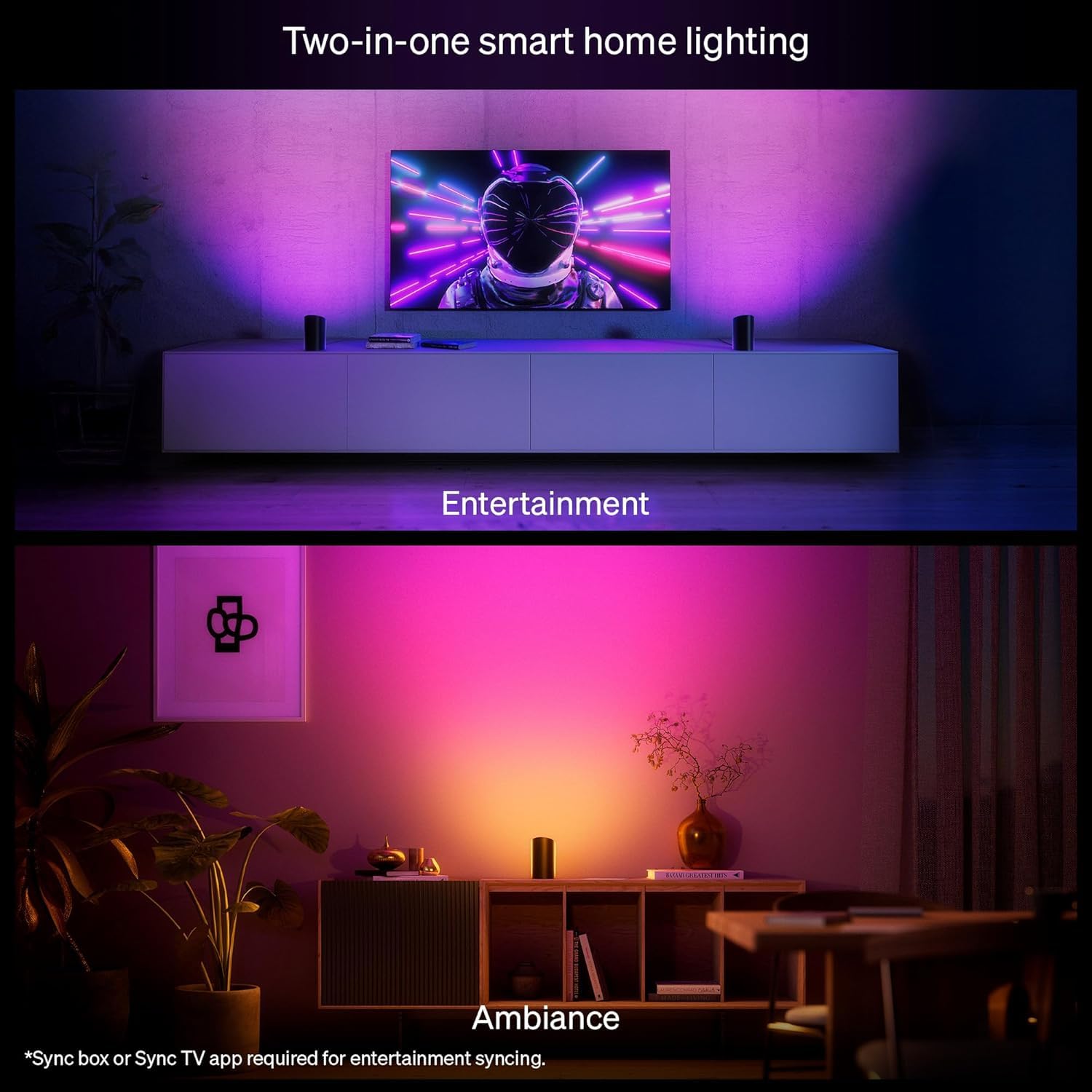 Philips Hue Play Smart Wall Washer, 2-Pack, Black | White & Color