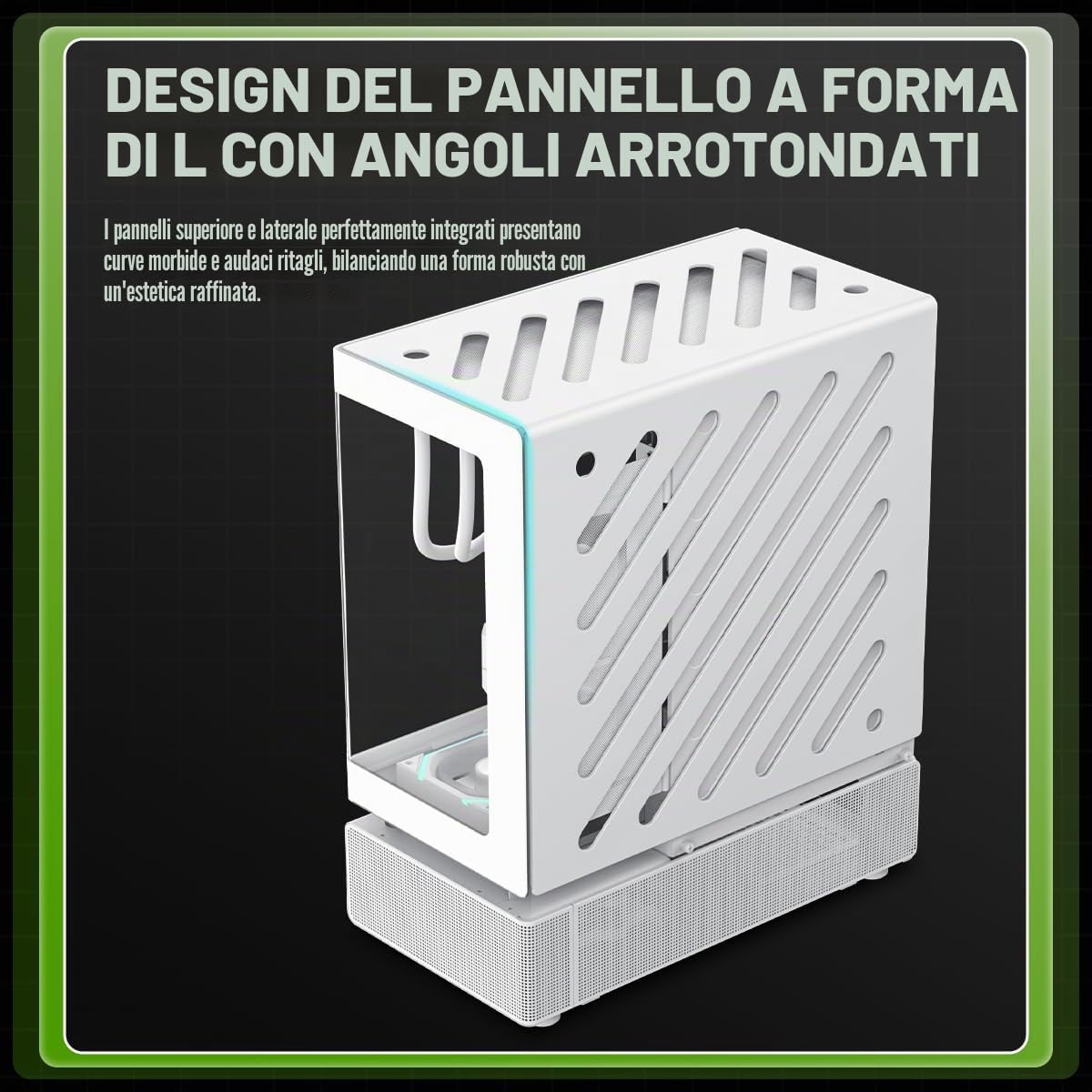 GAMEMAX N80 WH CASE PC ATX Mid Tower, Vetro Panoramico 270° Anteriore & Laterale, 6 Ventole ARGB PWM da 120mm Preinstallate, USB-C Gen2, Supporto BTF & GPU Verticale, Case PC Gaming (Bianco)