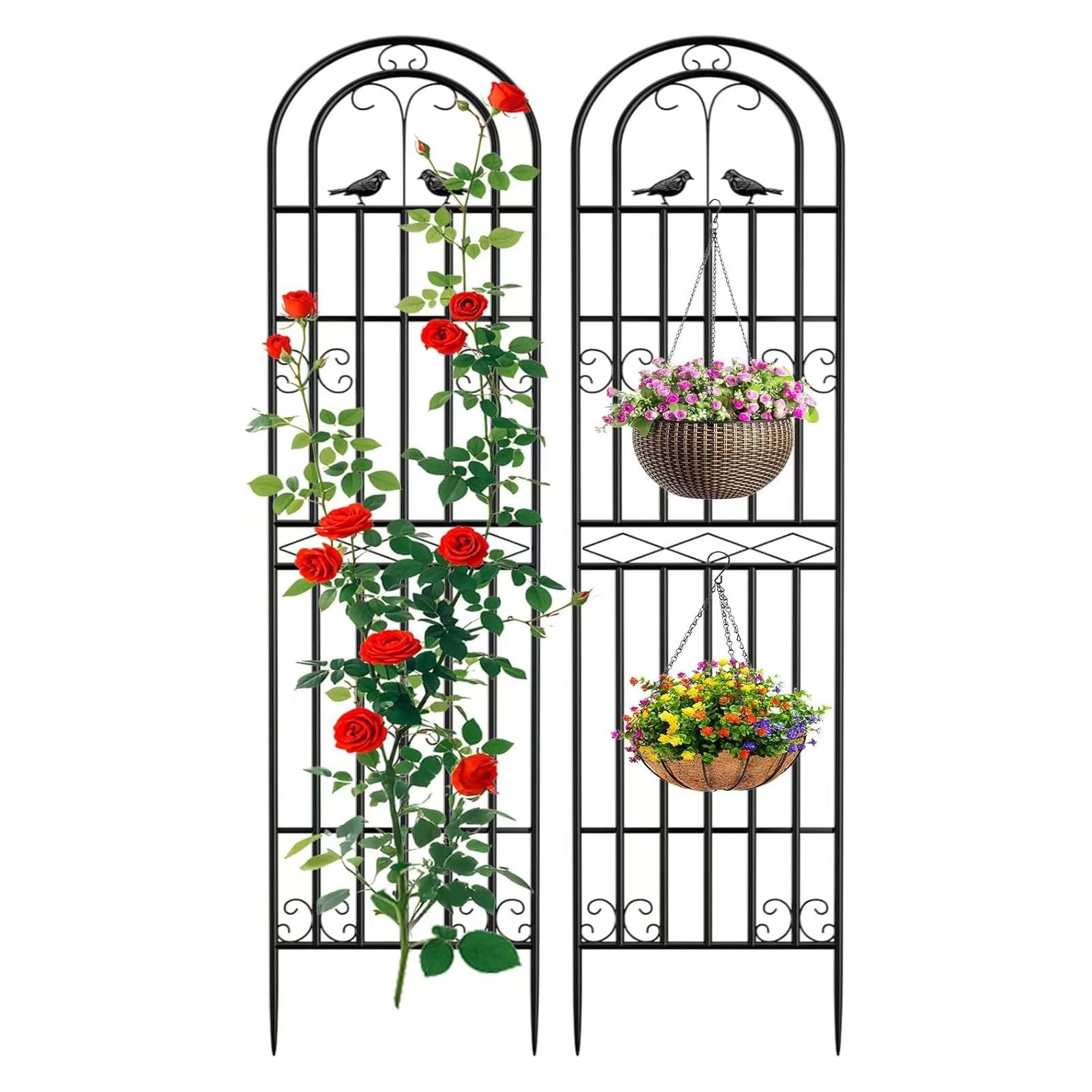 2 Pack Garden Trellis,Metal Trellis for Climbing Plants, Rustproof Iron Trellis Panels for Roses Clematis Cucumber Tomato,Patio Wall Pot Plant Support(19.7x70.8in)