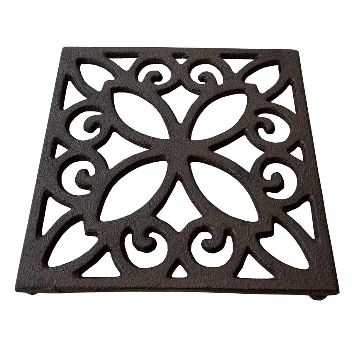 Selections Brown Cast Iron Square Table Trivet Decorative Hot Pan Pot Holder
