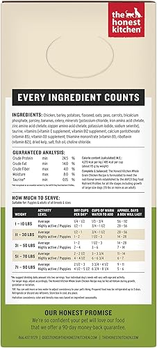 Vista 2 de The Honest Kitchen Human Grade Wholemade™ Alimento deshidratado de grano integral para perros – Comida completa y equilibrada o complemento – Pollo