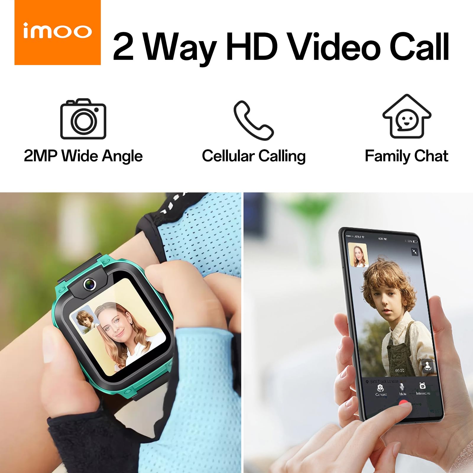 imoo Z1 Reloj Inteligente para Niños, 4G Video y Llamadas Reloj Teléfono con Seguimiento GPS, Resistencia al Agua IPX8, Batería Duradera, Modo de Clase, Rechazo de Extraños, Chat Familiar (Verde)