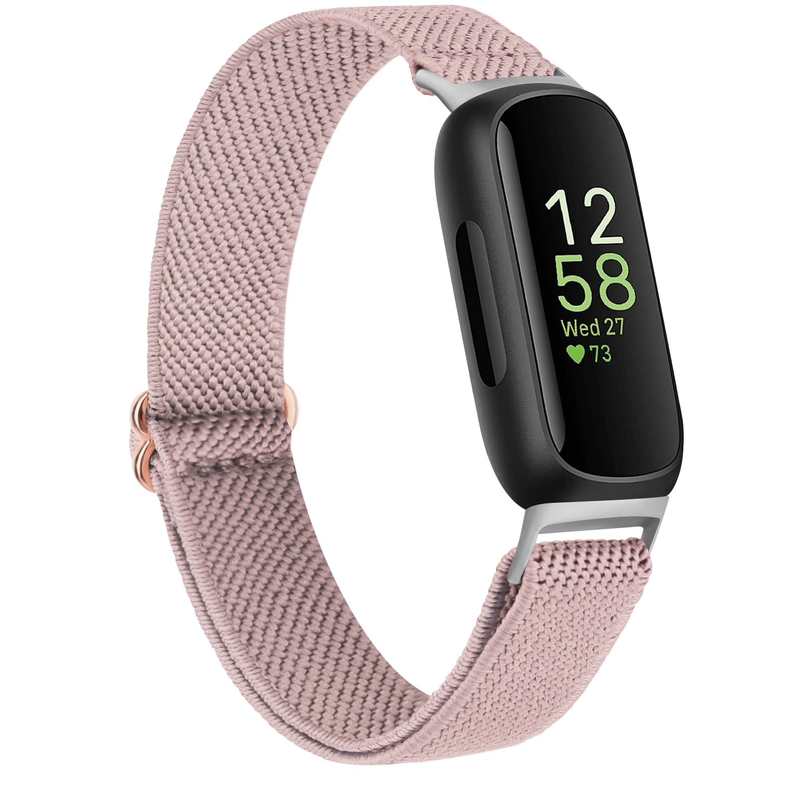 Vancle Elastic Bands for Fitbit Inspire 3 Bands Women, Breathable Adjustable Replacement Stretchy Nylon Loop Wristband Sport Straps Compatible with Fitbit Inspire 3 Fitness Tracker (Pink)