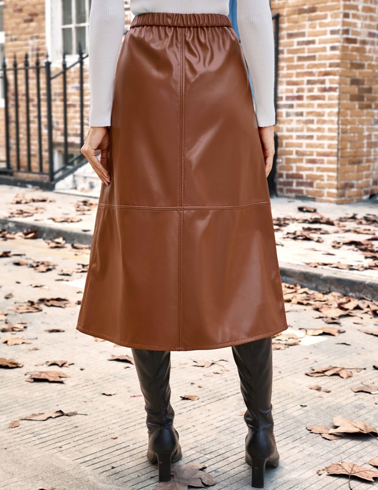 Kate Kasin 2025 Gonne da donna in ecopelle, gonna a vita alta, gonna longuette autunno inverno | Moda Alla Moda Elegante Lavoro Ufficio Affari Abbigliamento Casual Cocktail Dailywear Partito