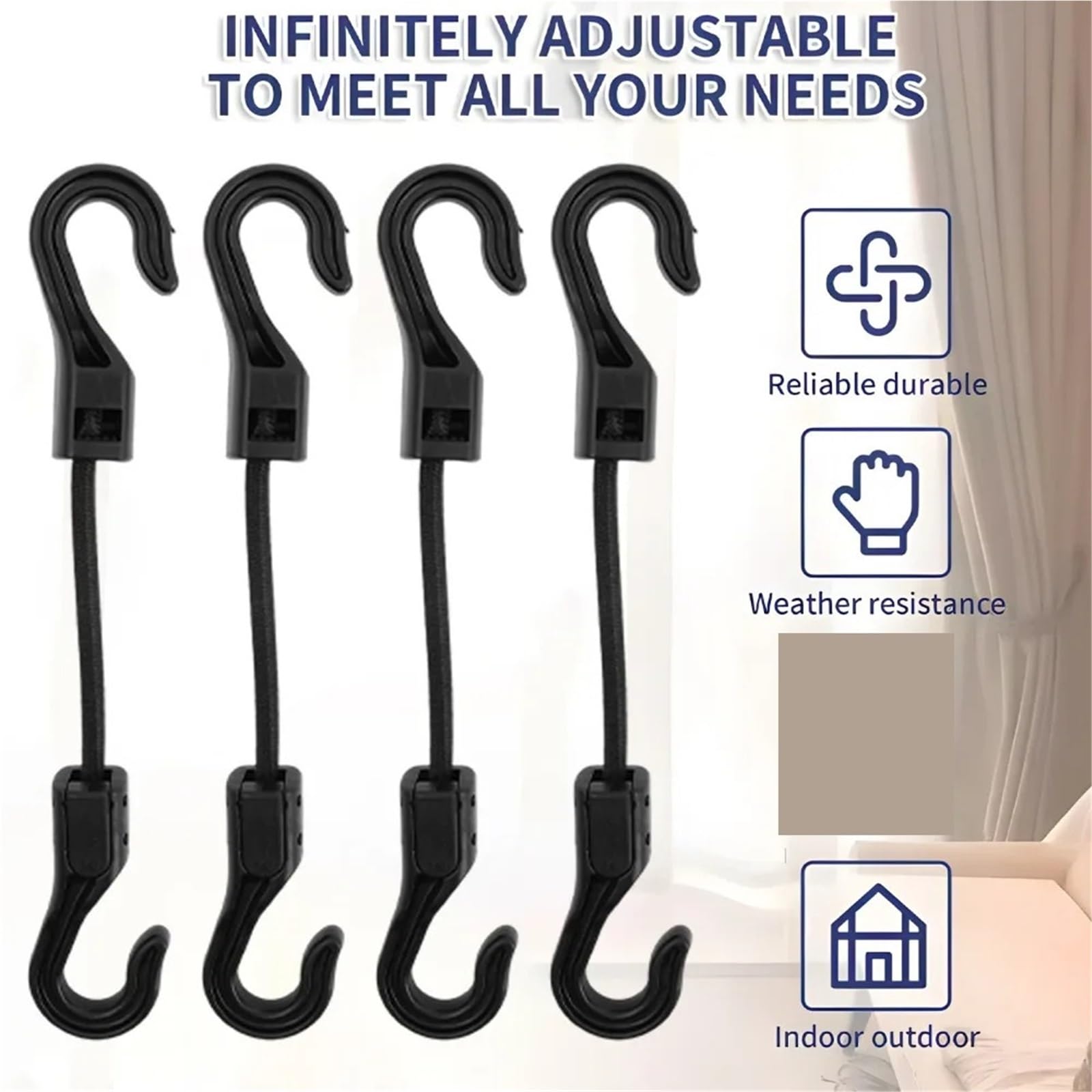 Linki bungee z nylonu i ABS haczykami | Czarny 13,5/23,5/32cm 1/5/10/20 szt. Do zabezpieczania bagażu, kempingu, bagażnika dachowego(32cm(20pcs))