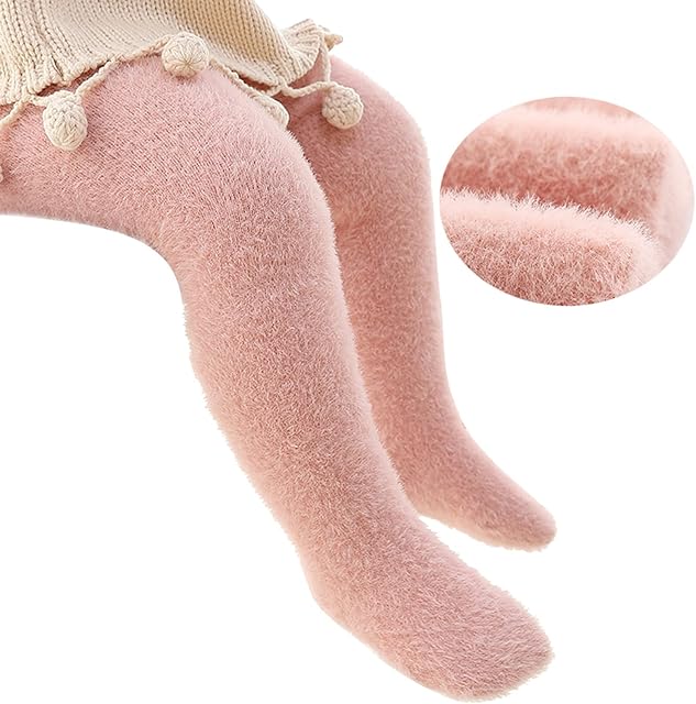 ASKX Newborn Baby Girls Soft Warm Winter Tights Stocking Cotton Toddler Full Length Pants Tights Fleece Children Leggings Pantyhose 9 Month Girl Outfit