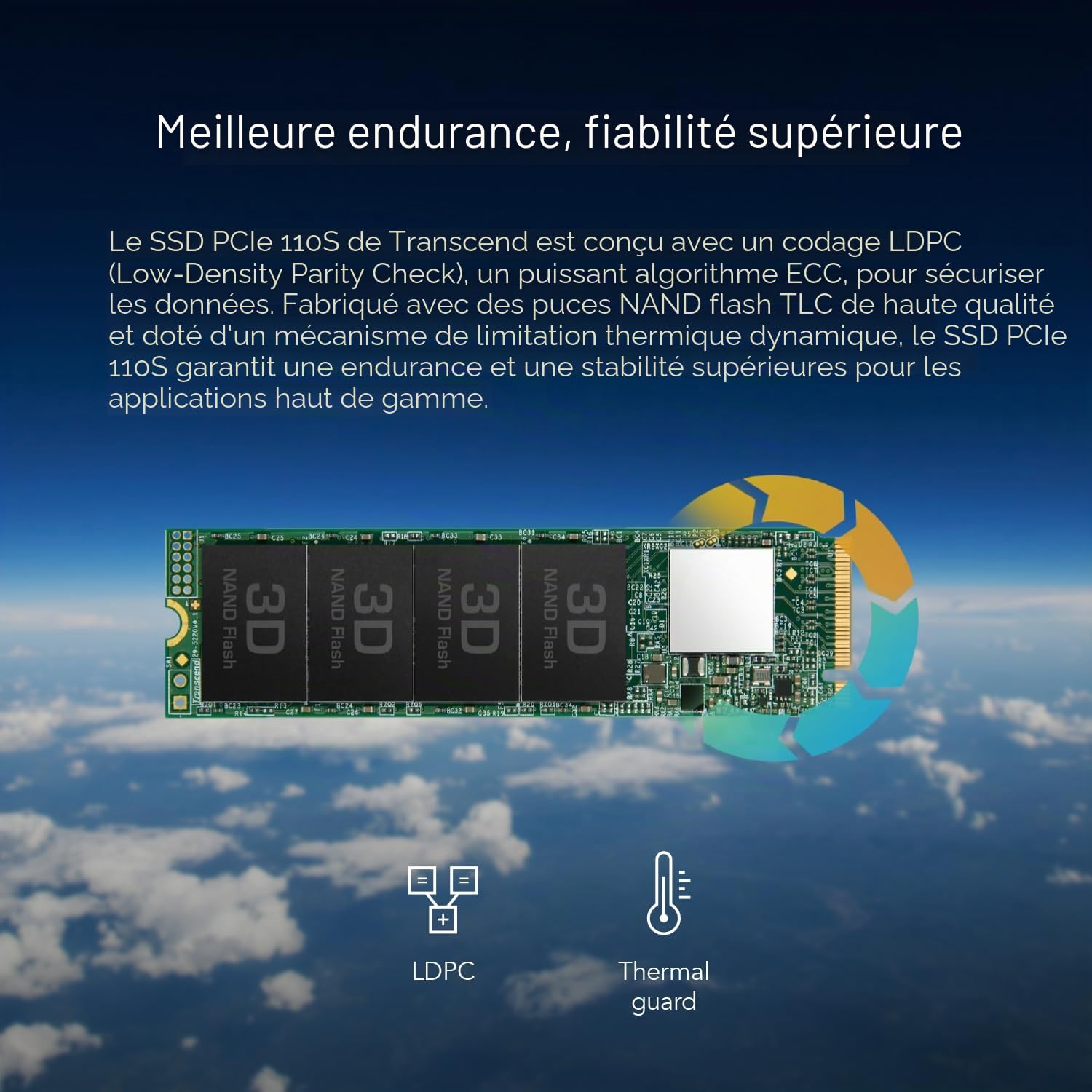 Transcend MTE110S SSD interne NVMe PCIe Gen3 x4 M.2 2280 512GB 3D TLC NAND - TS512GMTE110S