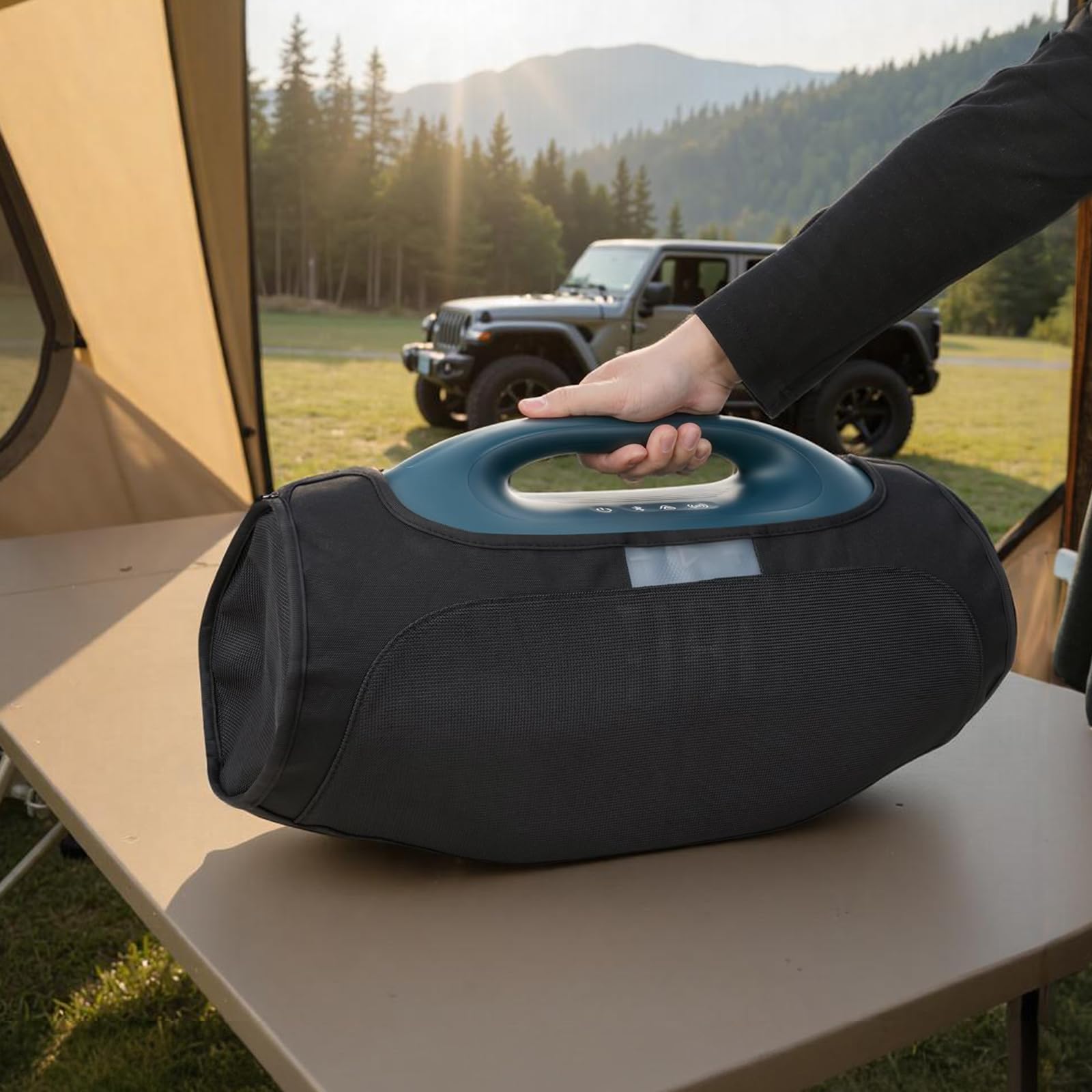 Osłona przeciwpyłowa głośnika do JBL Boombox 4 Etui ochronne na głośnik Etui ochronne odporne na zarysowania akcesoria z zapięciem na rzep i otworami na uchwyt