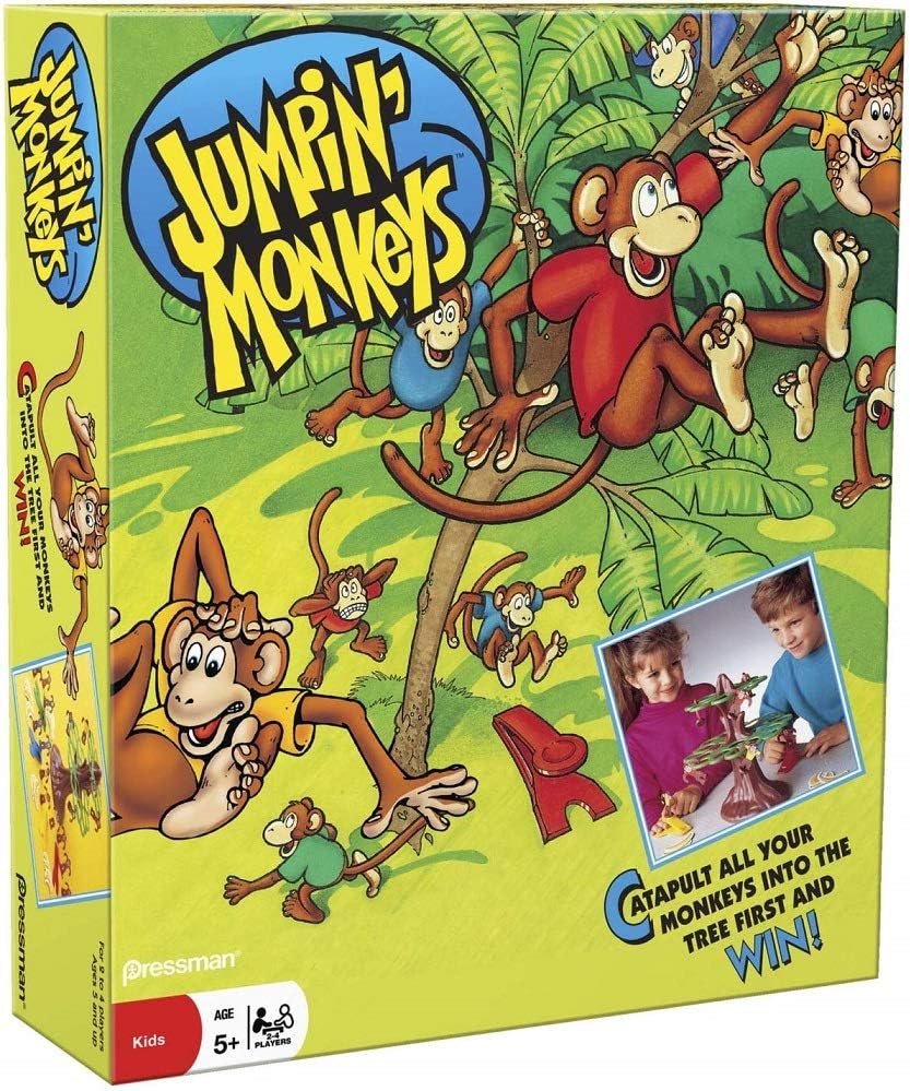 Pressman Jumpin' Monkeys: Catapult Your Monkeys Into The Tree to Win, Multi, 5"