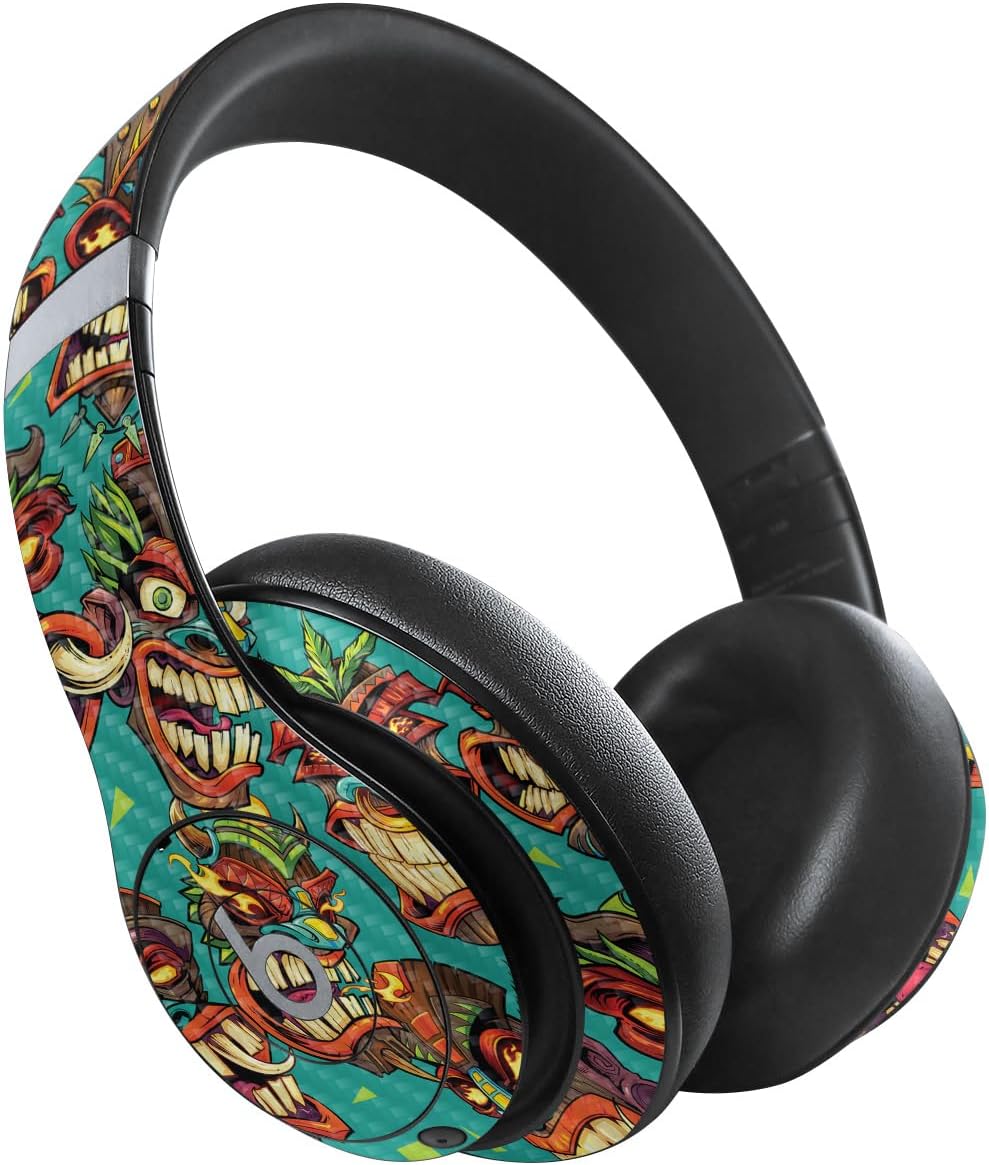 MightySkins Carbon Fiber Skin Compatible with Beats Studio Pro - Crazy Tikis | Protective, Durable Textured Carbon Fiber Finish | Easy to Apply