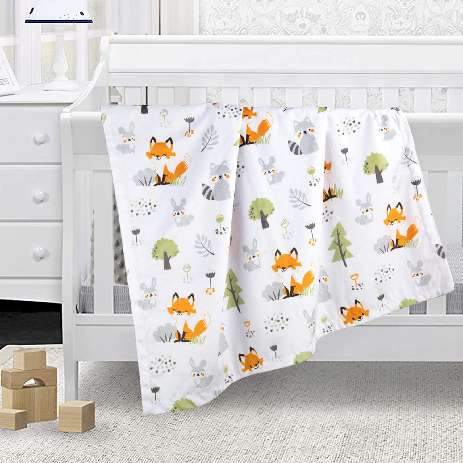 Coperta Per Neonati In Morbido Peluche Minky – 76x101 Cm, Doppio Strato Con Retro A Pois Rilievo 3D, Stampa Floreale Viola, Per Culla E Seggiolino Auto - 3