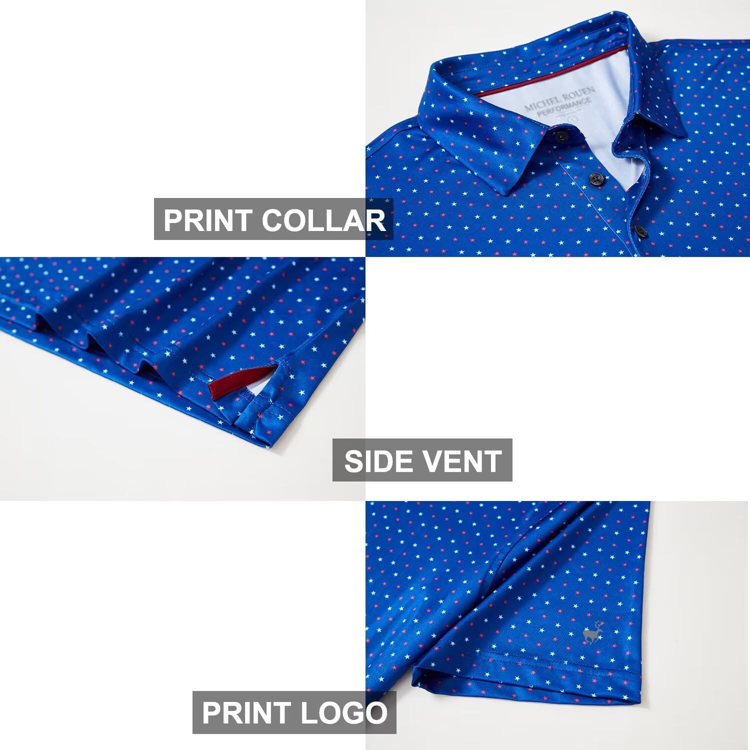 Mens Golf Shirts Short Sleeve Moisture Wicking Dry Fit Print Performance Athletic Casual Golf Polo Shirts for Men - Image 4