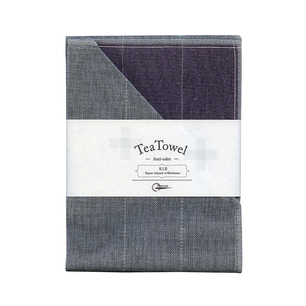 IPPINKA Nawrap Binchotan Tea Towel, Purple x Charcoal