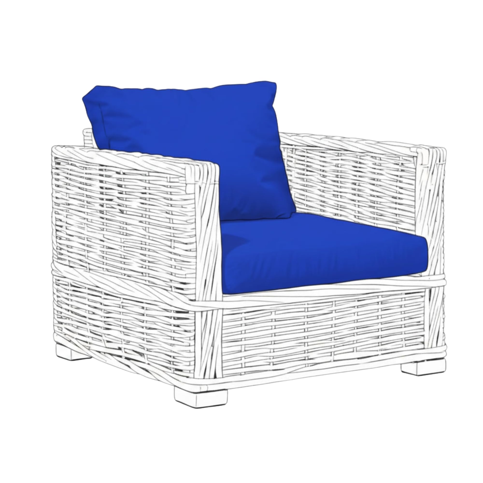 Kosiproducts Replacement Rattan Cushion Seat Cushions Garden Patio Furniture [Royal Blue, 1 Seat + 1 Cushion] - Furntiure Not Included