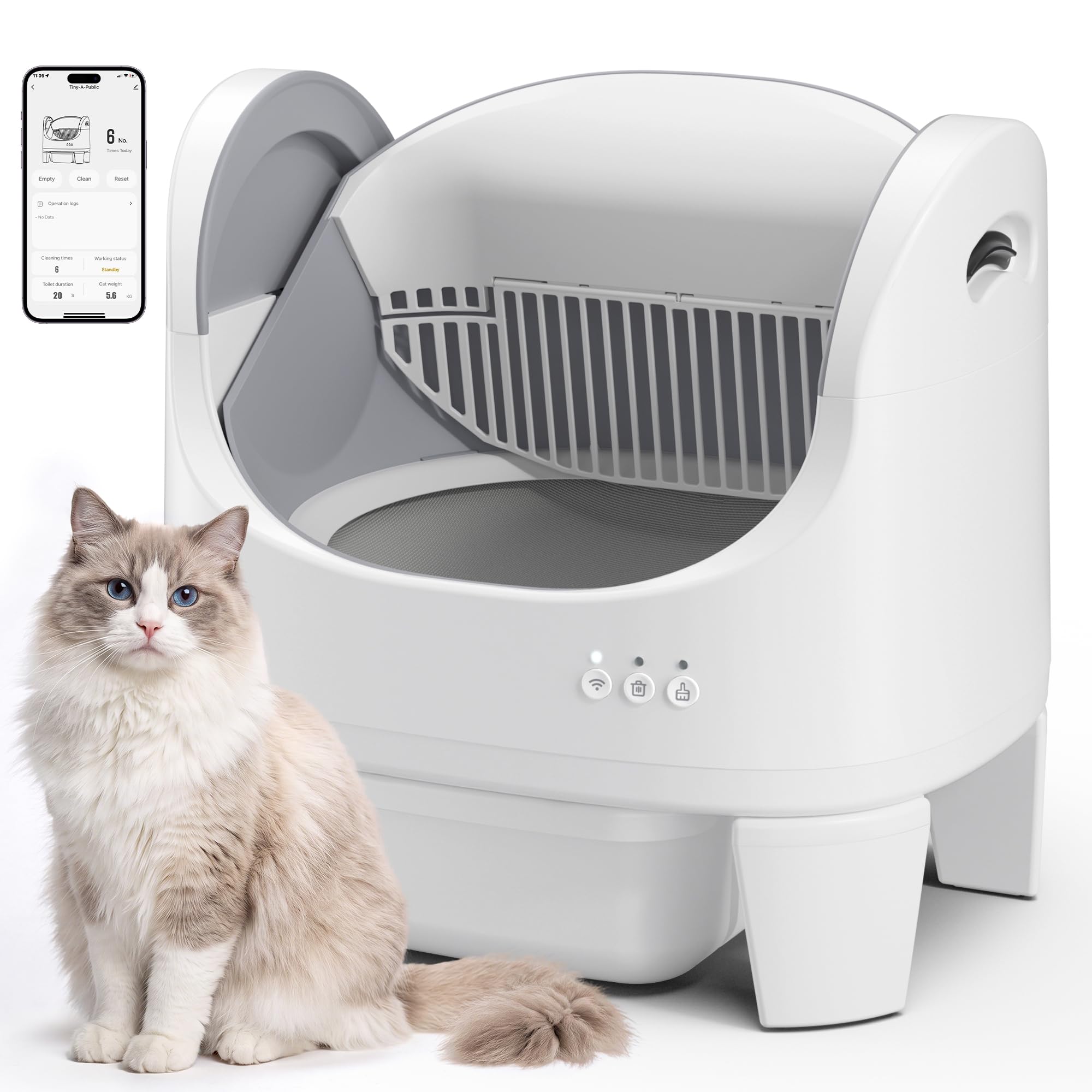 Automatic Cat Litter Box, Self Cleaning Open Top Box with App Control