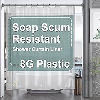 AmazerBath 72x84 Clear Weighted Shower Curtain Liner, Heavy Duty 8G PEVA Extra Long Tall Shower Curtain with 3 Big Bottom Stones & Rustproof Grommets