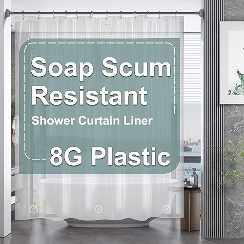 Vista 55 de AmazerBath - Cortina pequeña de plástico transparente para ducha, 36 x 72 pulgadas, de alta resistencia, gruesa, de acetato de vinilo polietileno