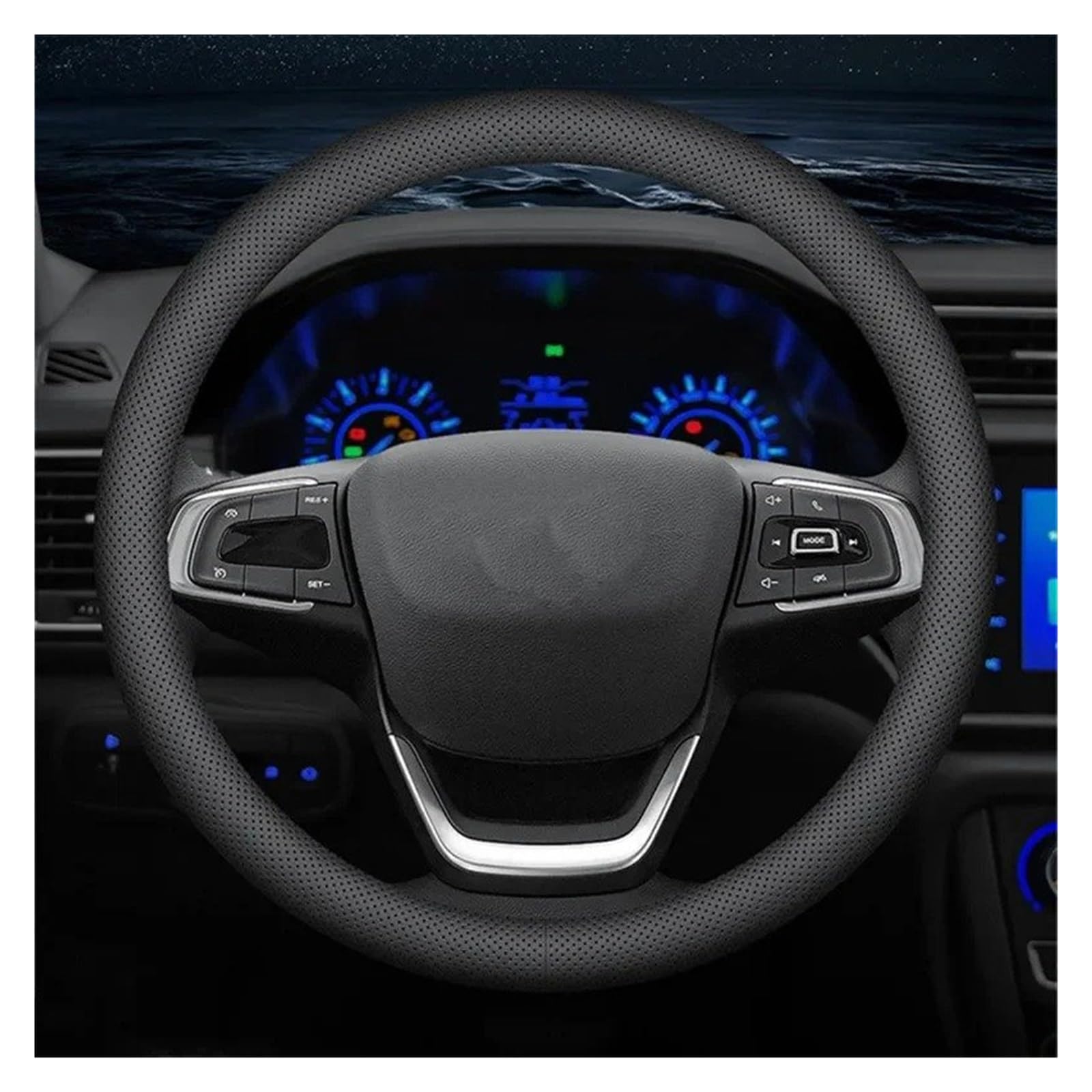 Lenkrad Bezug Lenkradschutz Auto-Radabdeckung Universell 37–38 cm Atmungsaktiv Zubehör(D Shape - No Hole)