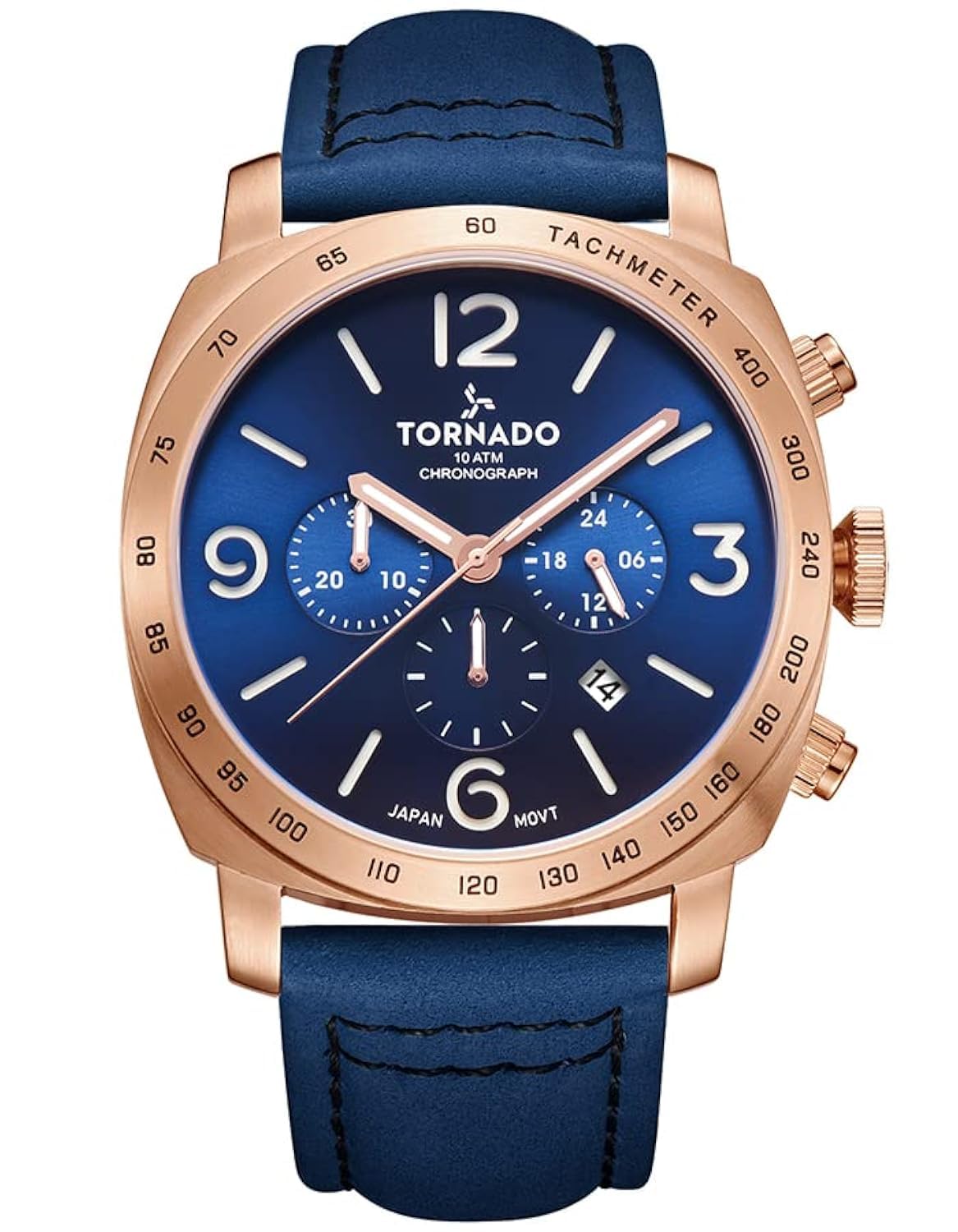 Tornado Mens Japan Quartz Movement Watch, Chronograph Display and Suede Leather Strap - T9102-RLNN, Blue, Blue, 43 Millimeters, Strap (B0BSH2KHRZ) Amazon Price History, Amazon Price Tracker
