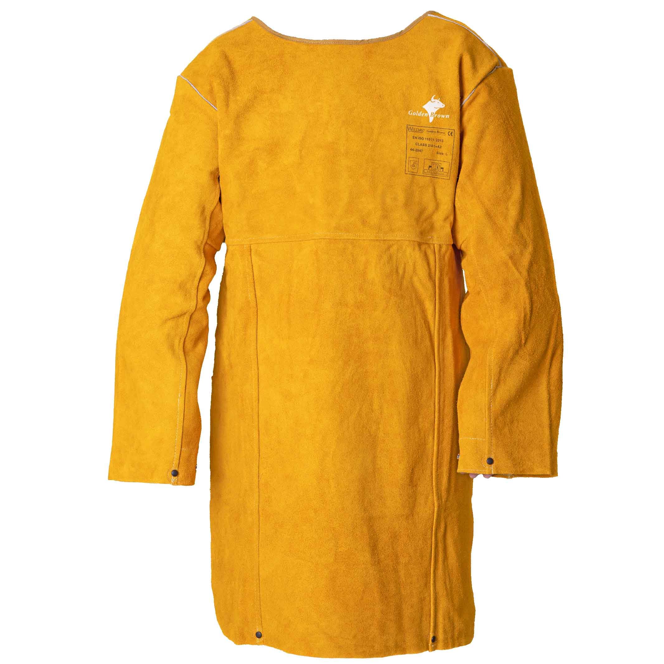 (Weldas) Golden BrownTM レザー製溶接用ガウンエプロン、ゴム製ウエストストラップ付きのオープンバック、44-2847XL、ゴールデンブラウン、（XLサイズ）。 Amazon.co.jp: [Weldas] Golden Brown™ レザー製溶接用ガウンエプロン