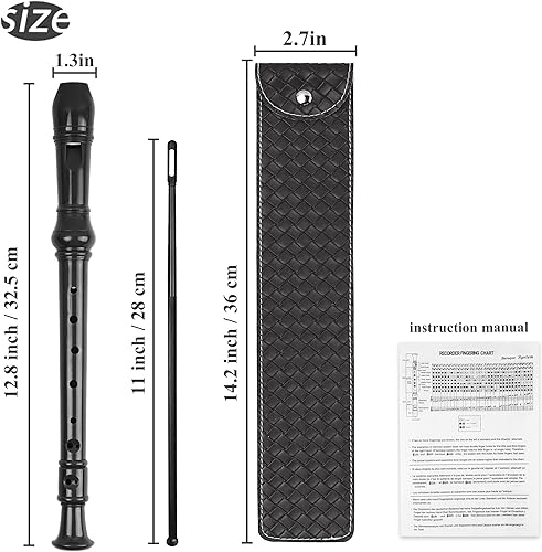 Miniatura 26 de Flauta para principiantes, niños y adultos, 8 agujeros, soprano, con varilla de limpieza y funda de cuero para estudiantes, entretenimiento en casa