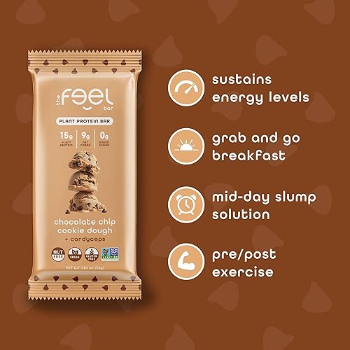 Vista 54 de The Feel Bar - Barras funcionales de proteína vegetal Barras de proteína de 2 onzas (paquete de 6) Apto para el intestino Vegano, sin gluten