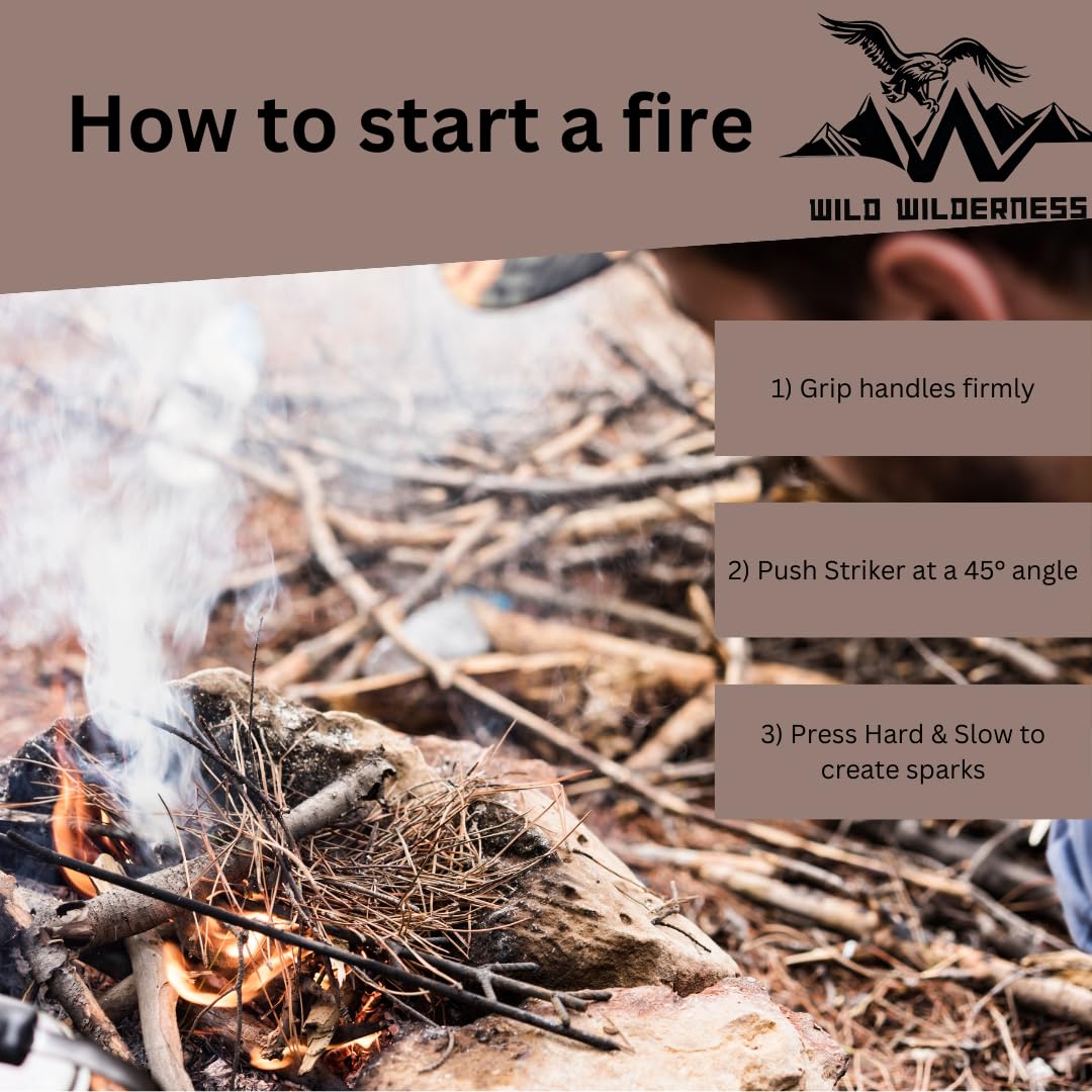 Wild Wilderness Survival Fire Steel, Flint Striker Steel Fire Starter Kit - Image 4