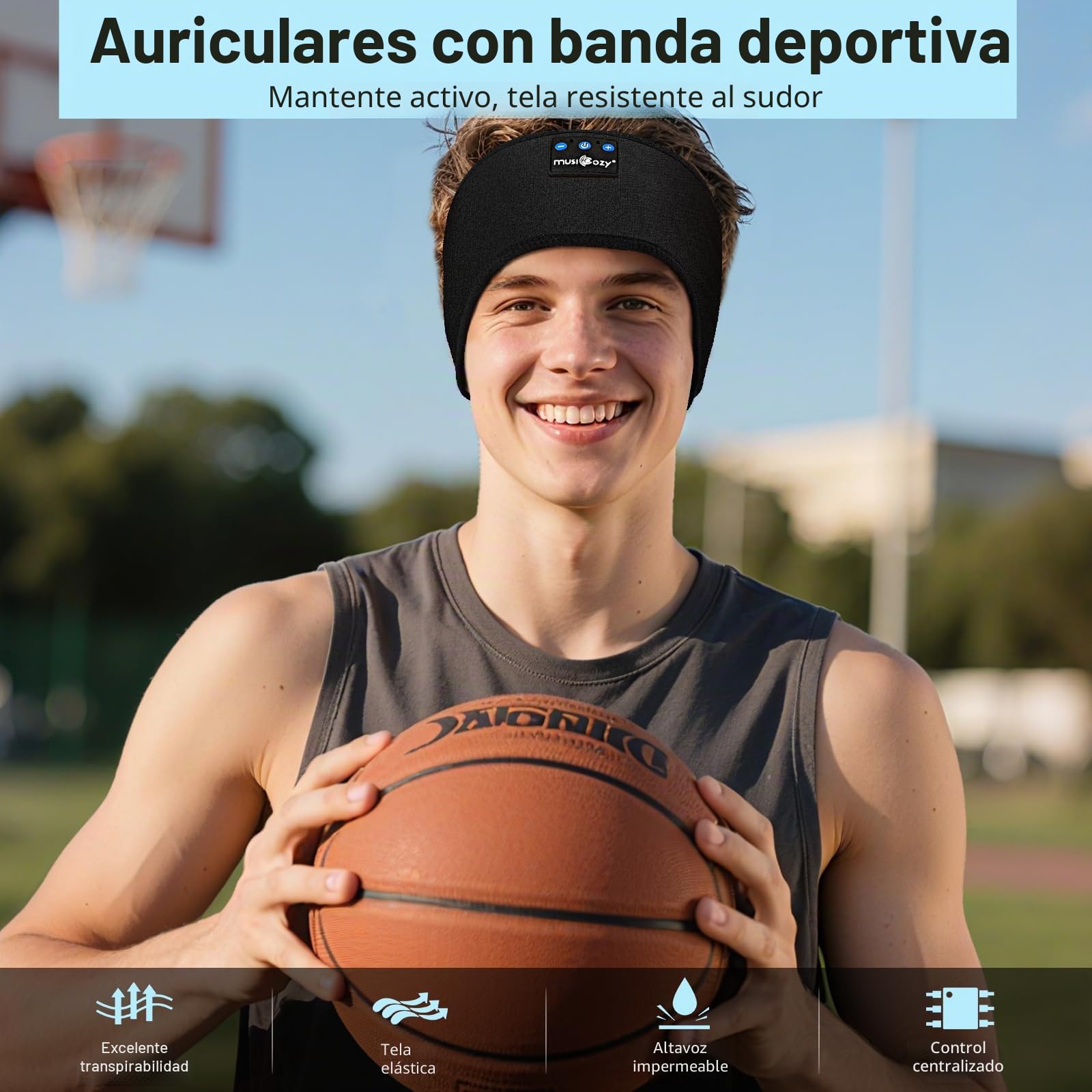 MUSICOZY Auriculares para Dormir Bluetooth, Diadema Bluetooth para Dormir de Lado, Auriculares Dormir Bluetooth, Antifaz para Dormir con Auriculares, Altavoces Delgados, Regalo para Hombres y Mujeres
