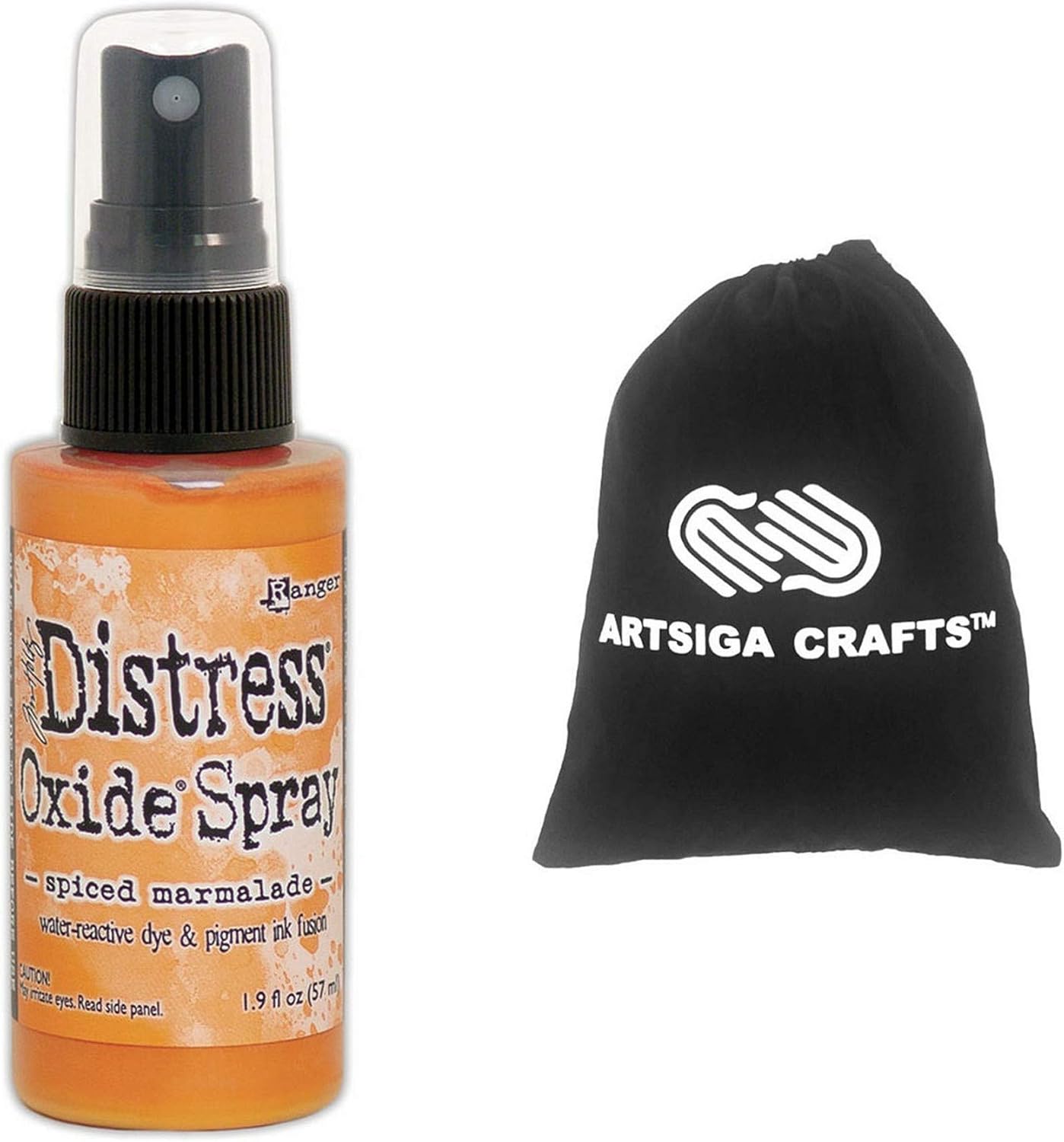 Ranger Ink Tim Holtz Distress Oxide Spray 1.9 Ounces Spiced Marmalade 1-Pack Bundled with 1 Artsiga Crafts Small Project Bag