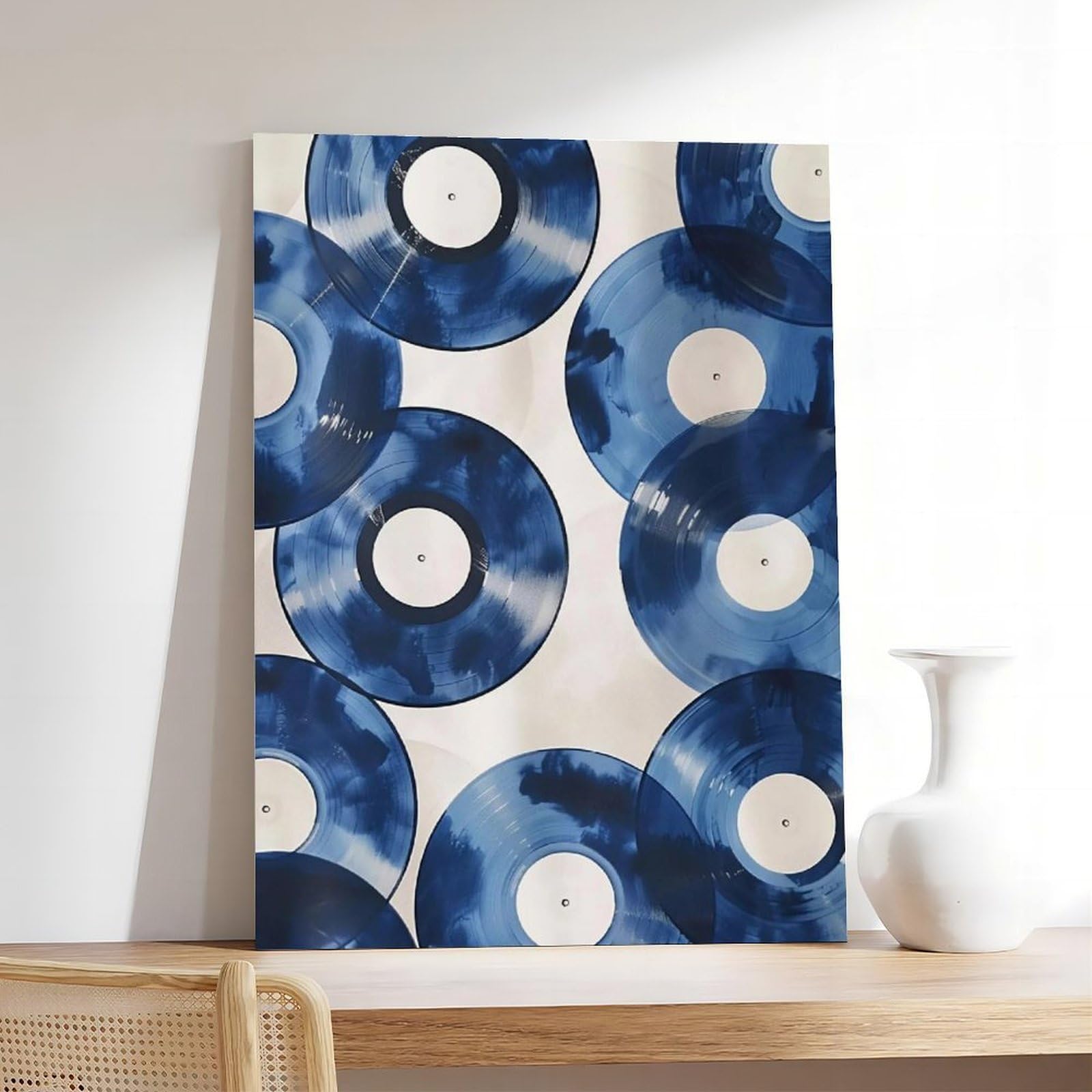 QIOTBVV Dischi in vinile blu retrò, decorazione per camera da letto, ufficio, stanza, regalo, 50 x 75 cm
